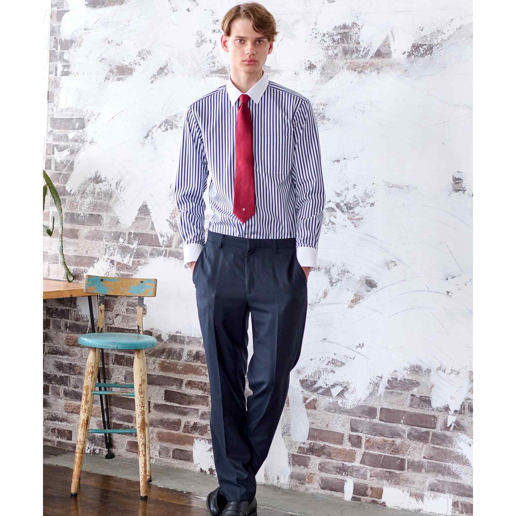 DRESSTERIOR Long Stuck Cleric Collar Shirt