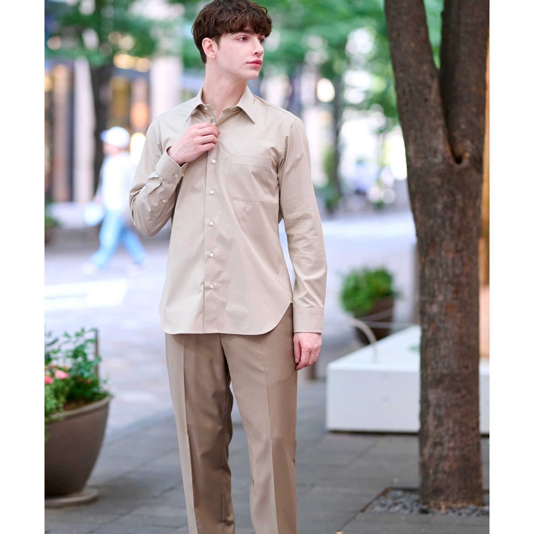 ドレステリア DRESSTERIOR レギュラカラードレスシャツ (ライトベージュ(051)) ライトベージュ(051)