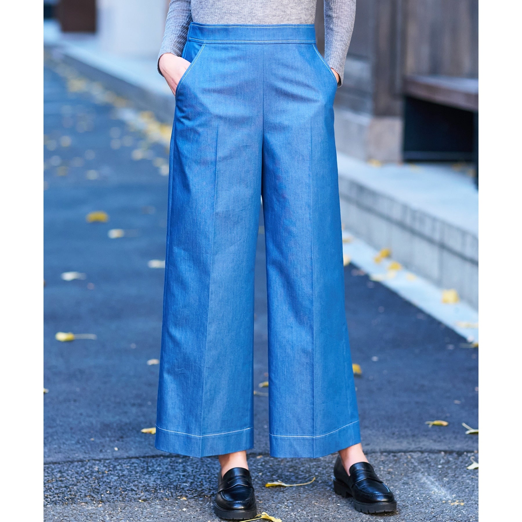 ドレステリア DRESSTERIOR イージーウエストワイドデニムパンツ (ブルー(091)) ブルー(091)