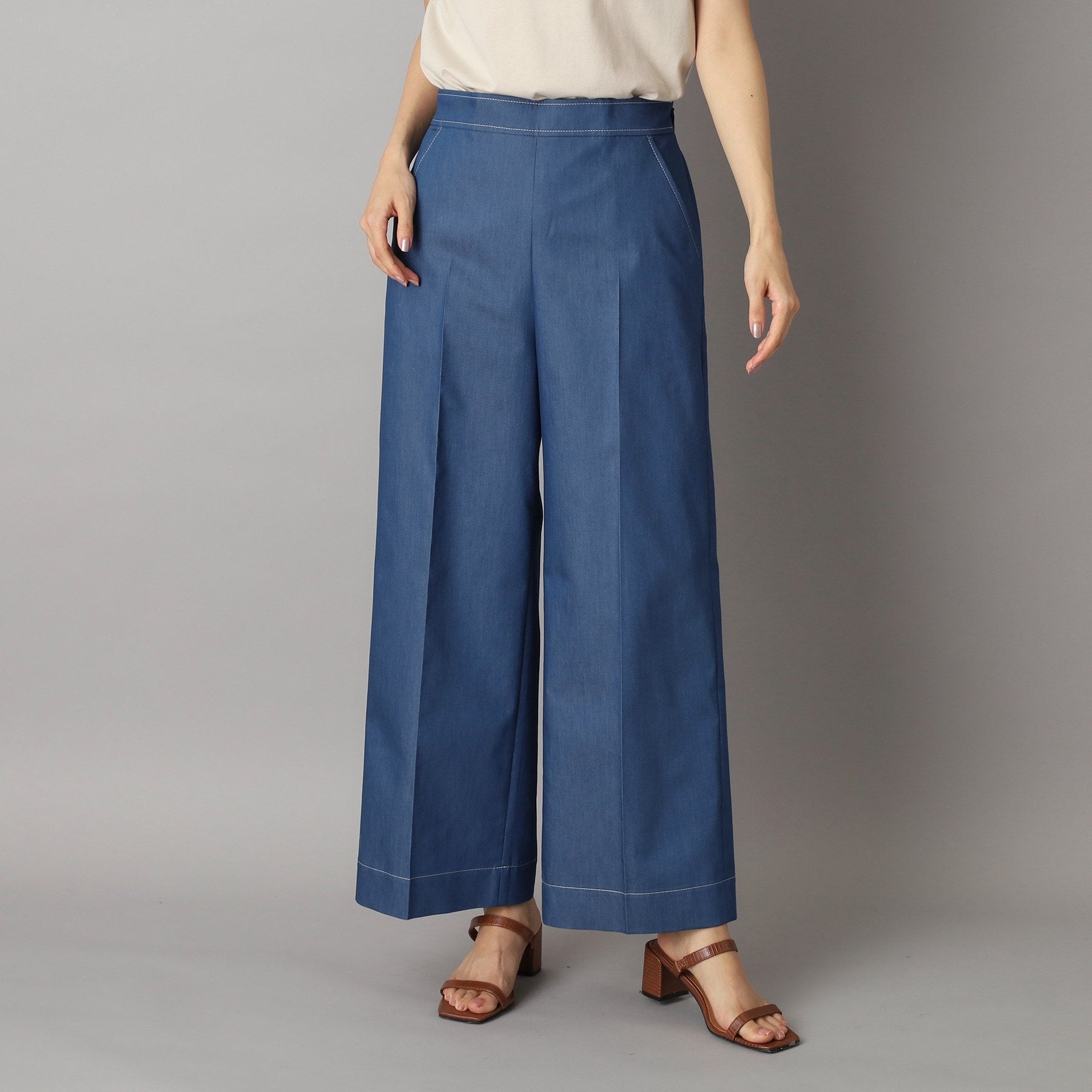 ドレステリア DRESSTERIOR イージーウエストワイドデニムパンツ (ブルー(091)) ブルー(091)