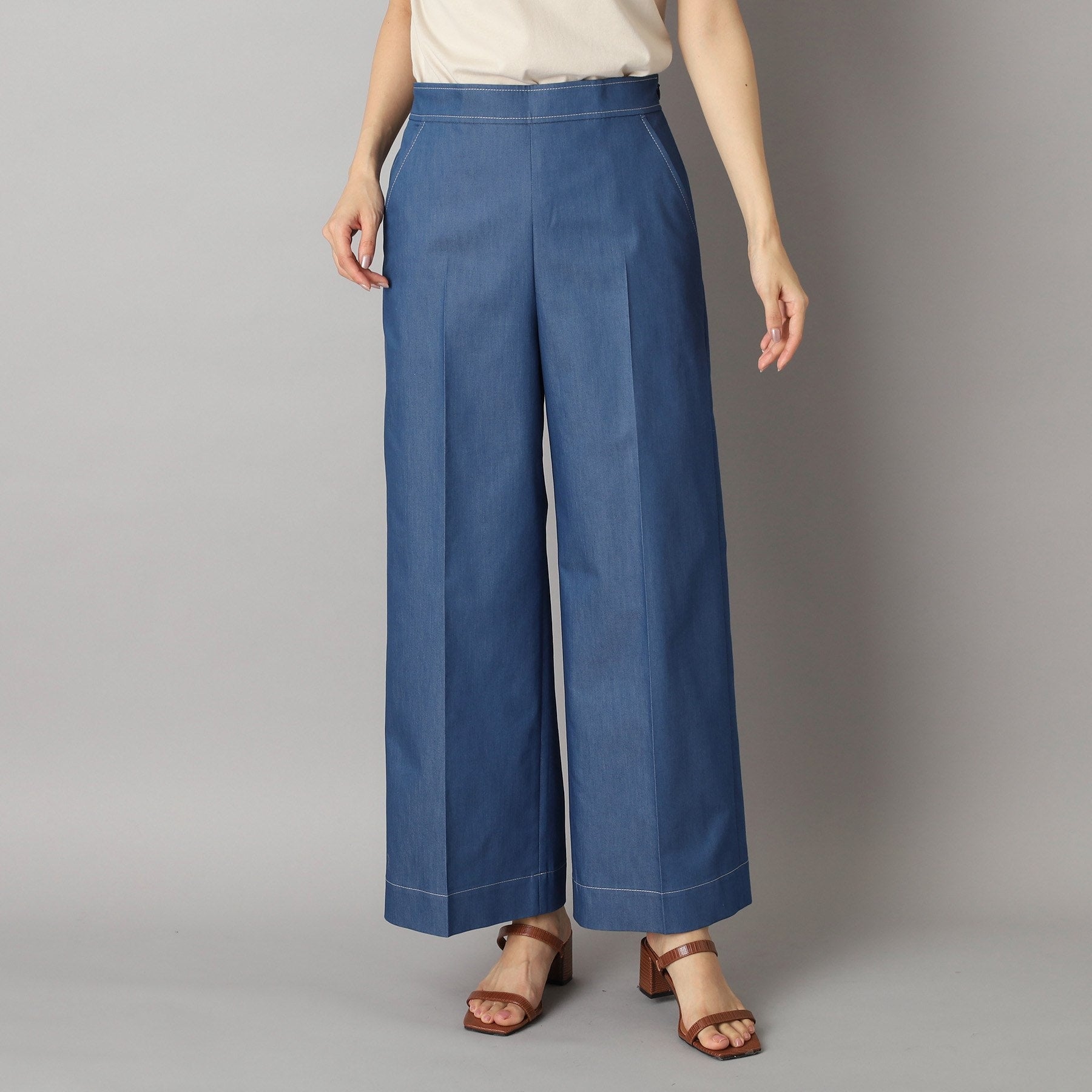 ドレステリア DRESSTERIOR イージーウエストワイドデニムパンツ (ブルー(091)) ブルー(091)