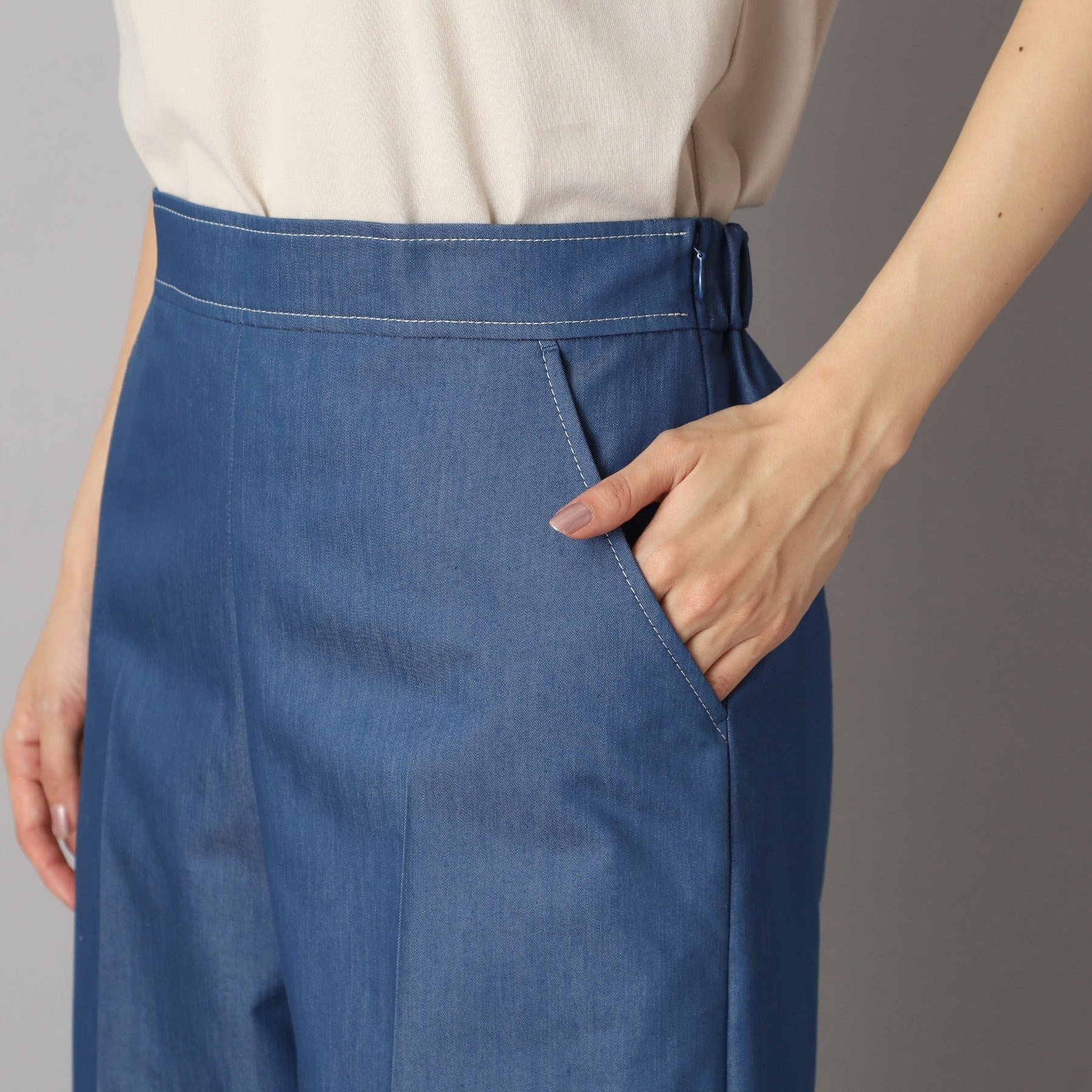 ドレステリア DRESSTERIOR イージーウエストワイドデニムパンツ (ブルー(091)) ブルー(091)