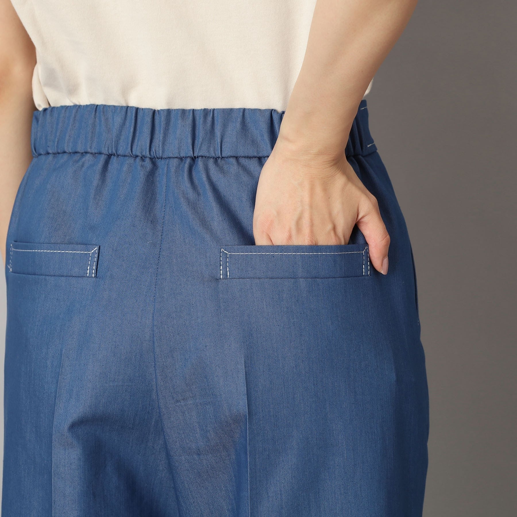 ドレステリア DRESSTERIOR イージーウエストワイドデニムパンツ (ブルー(091)) ブルー(091)