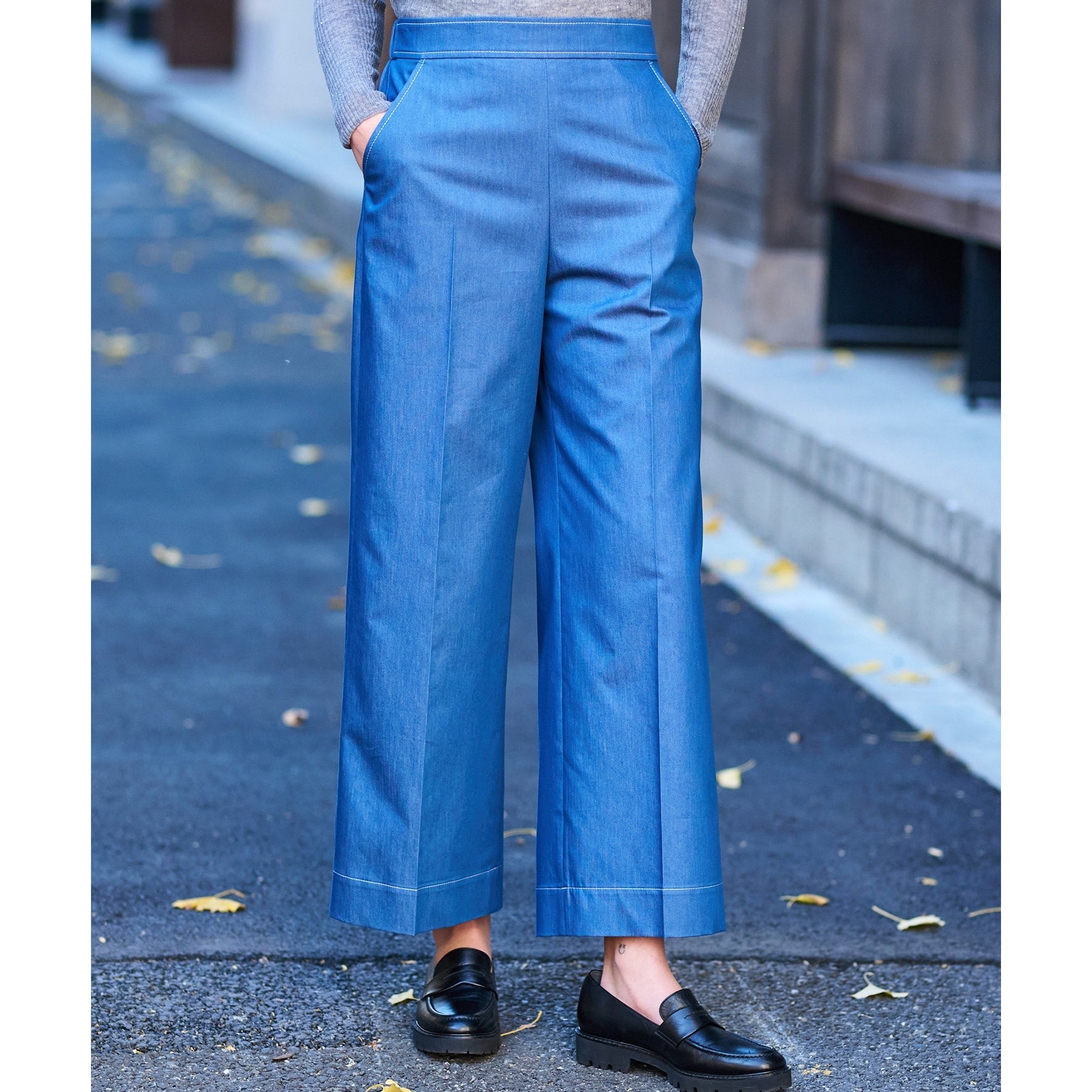 ドレステリア DRESSTERIOR イージーウエストワイドデニムパンツ (ブルー(091)) ブルー(091)