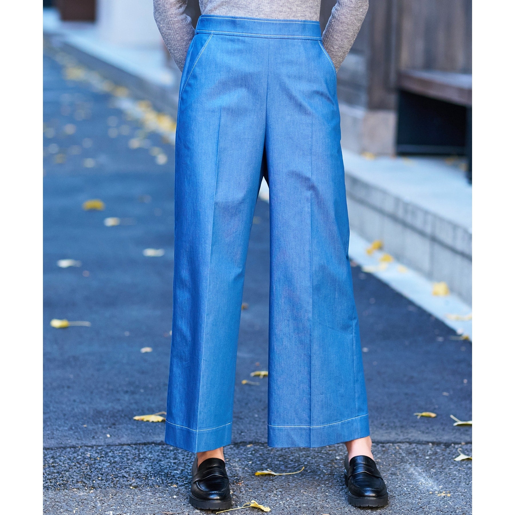 ドレステリア DRESSTERIOR イージーウエストワイドデニムパンツ (ブルー(091)) ブルー(091)