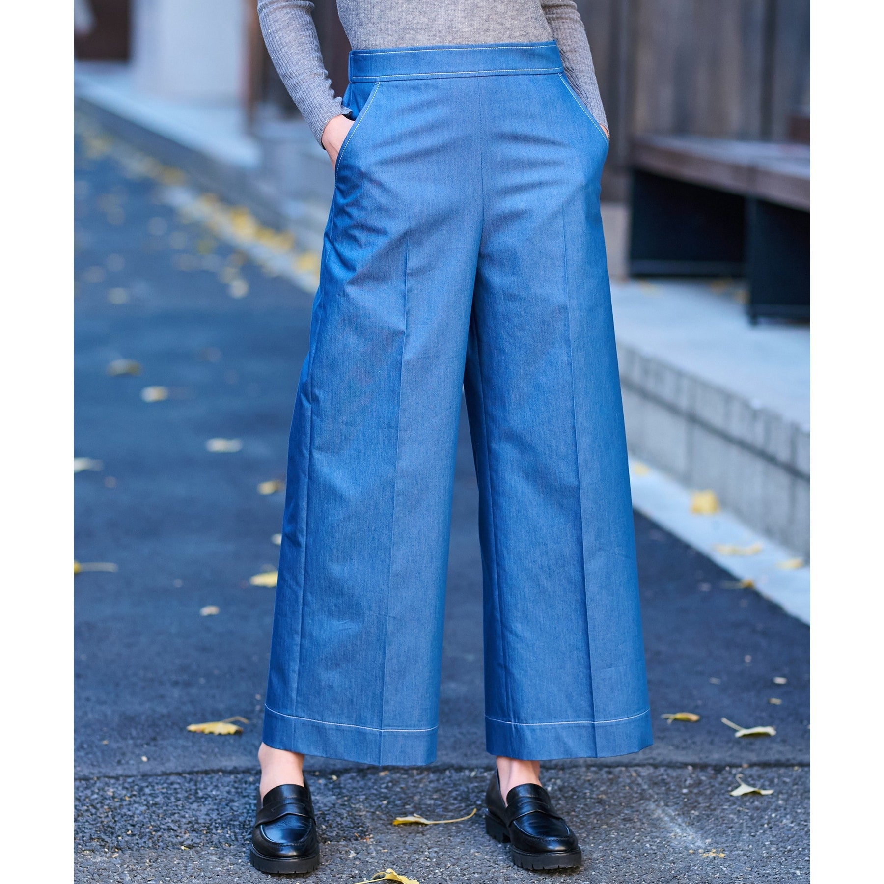 ドレステリア DRESSTERIOR イージーウエストワイドデニムパンツ (ブルー(091)) ブルー(091)