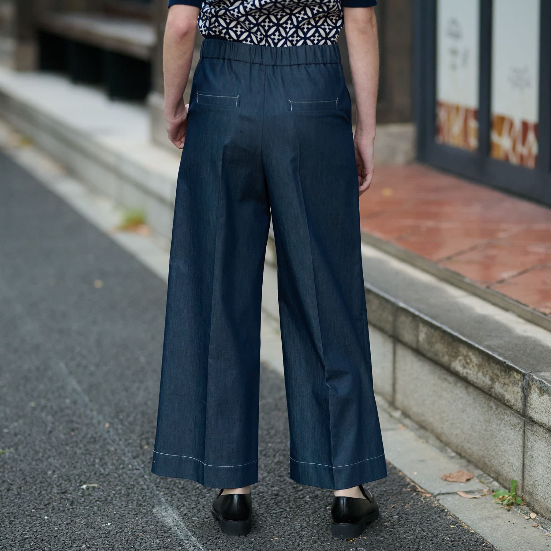 ドレステリア DRESSTERIOR イージーウエストワイドデニムパンツ (ブルー(091)) ブルー(091)