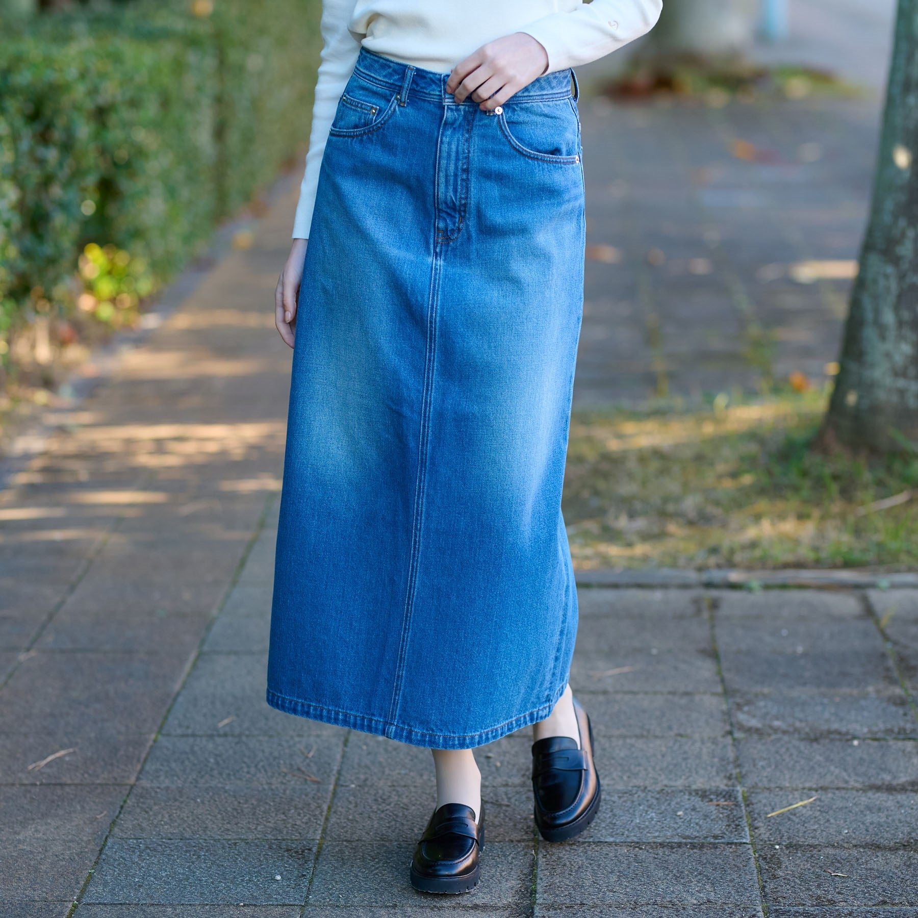 ドレステリア DRESSTERIOR デニムナロースカート (ブルー(093)) ブルー(093)