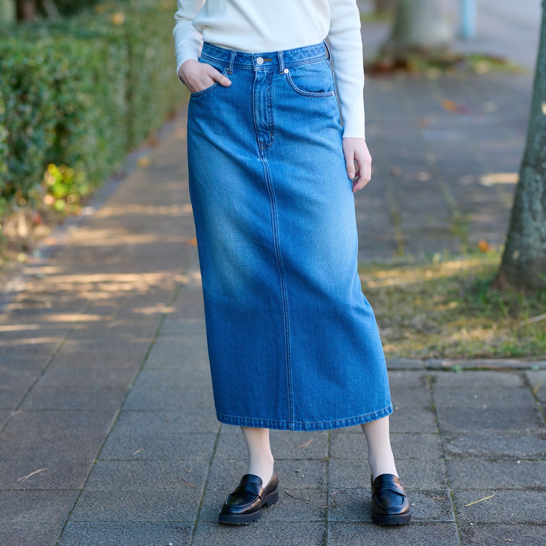 ドレステリア DRESSTERIOR デニムナロースカート (ブルー(093)) ブルー(093)