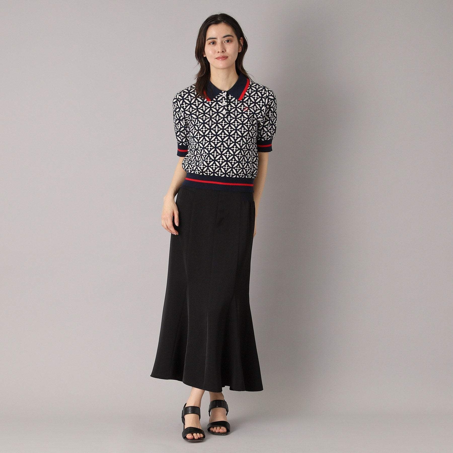 ドレステリア DRESSTERIOR オーバーラップジャカードポロニット (ネイビー(194)) ネイビー(194)