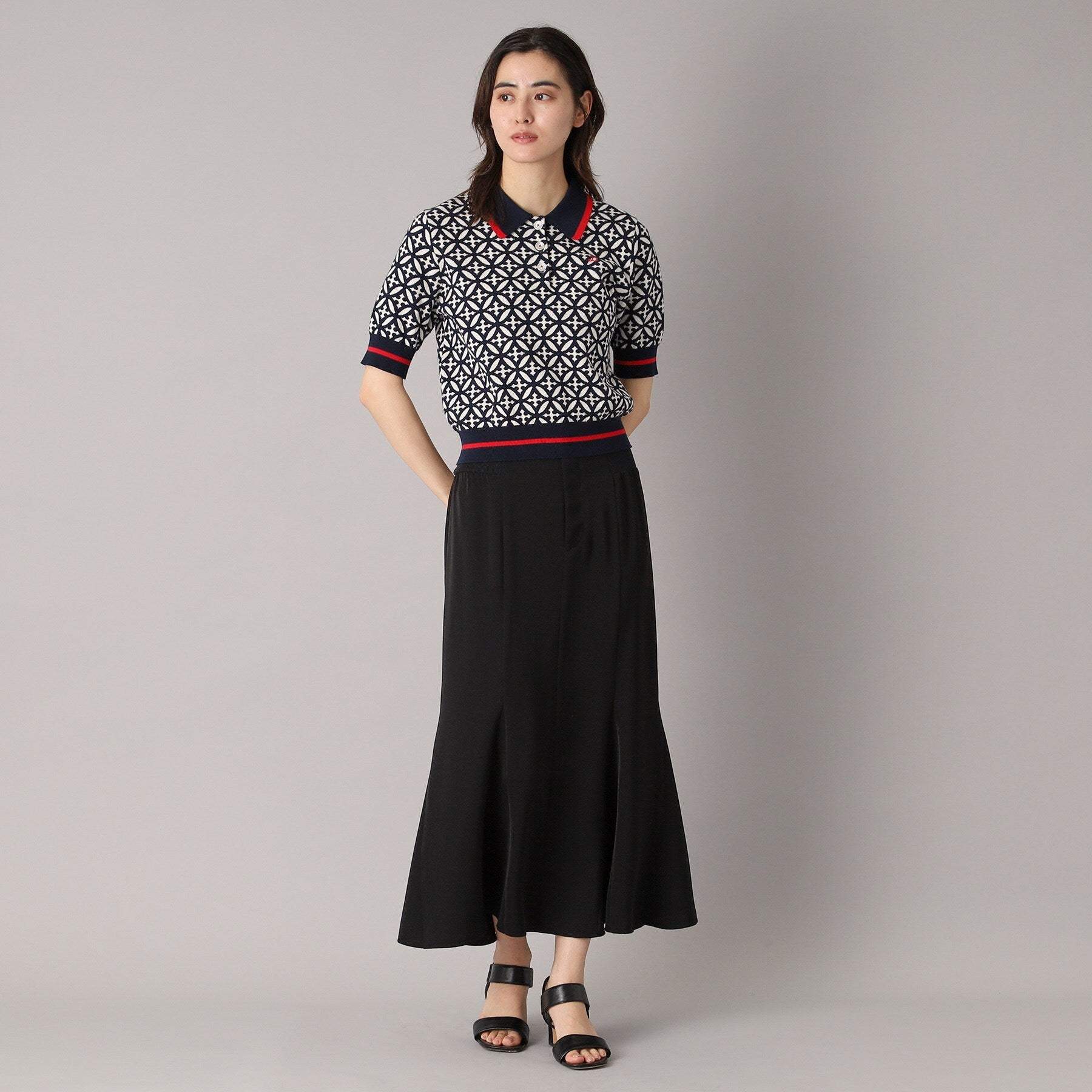 ドレステリア DRESSTERIOR オーバーラップジャカードポロニット (ネイビー(194)) ネイビー(194)