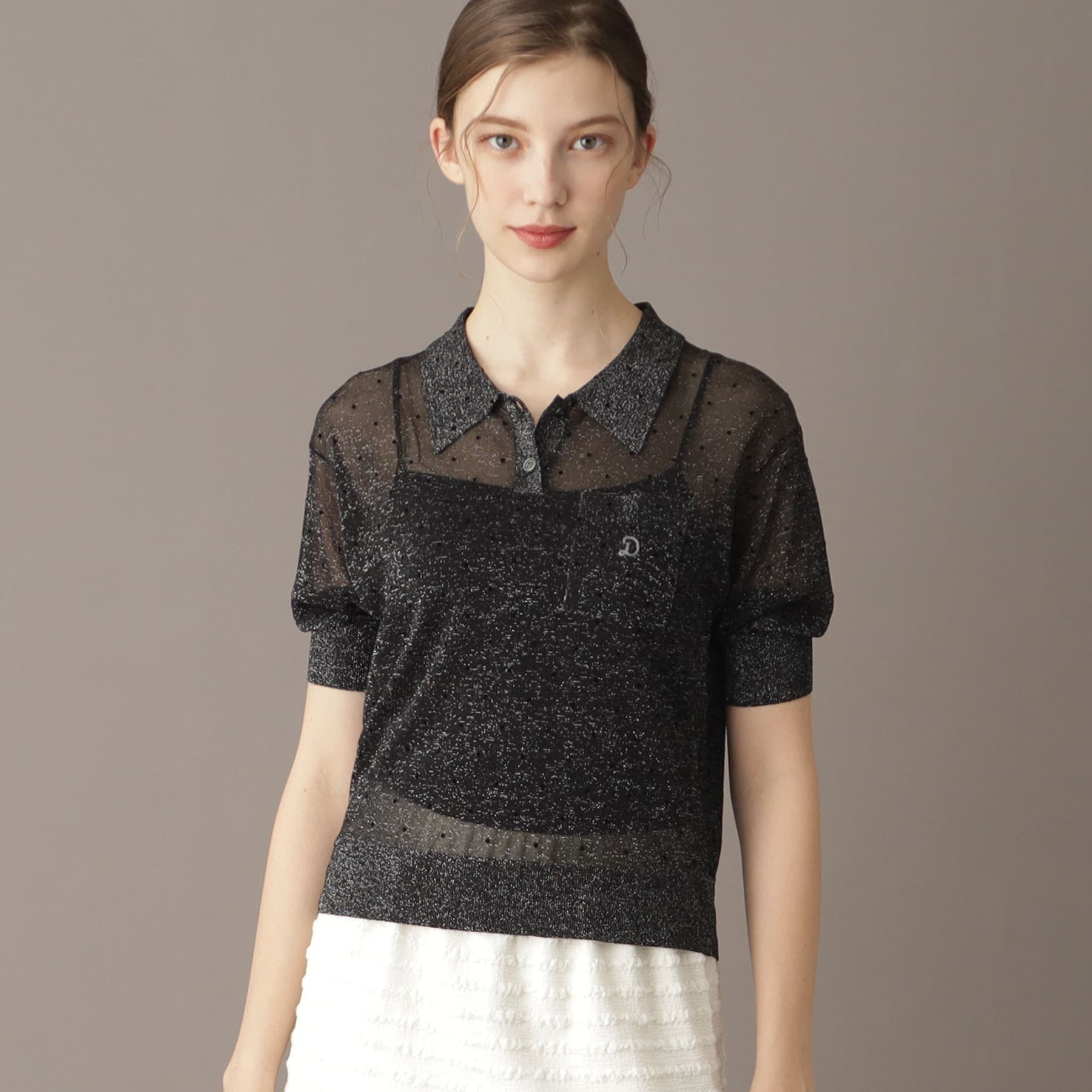 ドレステリア DRESSTERIOR ドットシアーポロ (ベージュ(152)) ベージュ(152)