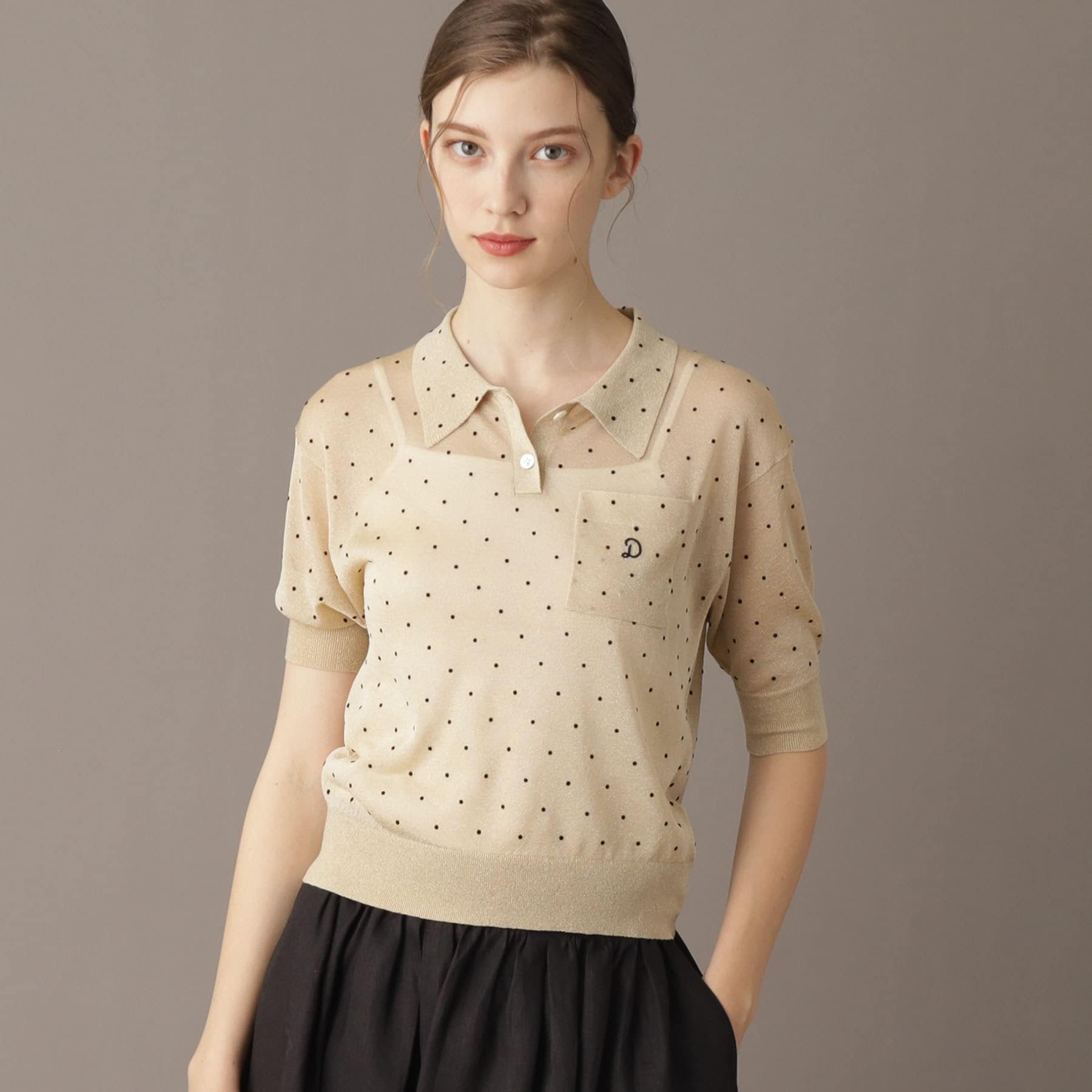 ドレステリア DRESSTERIOR ドットシアーポロ (ベージュ(152)) ベージュ(152)