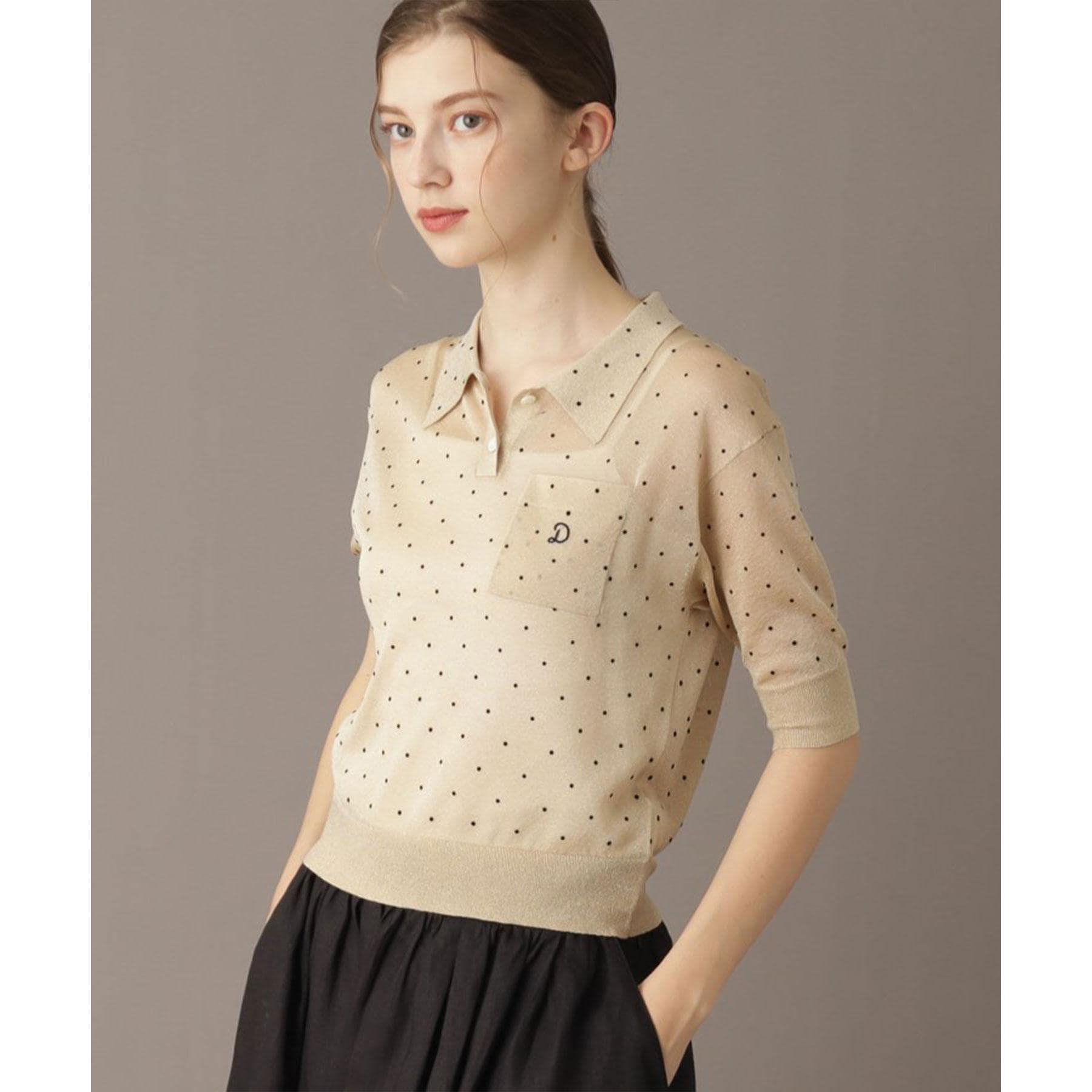 ドレステリア DRESSTERIOR ドットシアーポロ (ベージュ(152)) ベージュ(152)