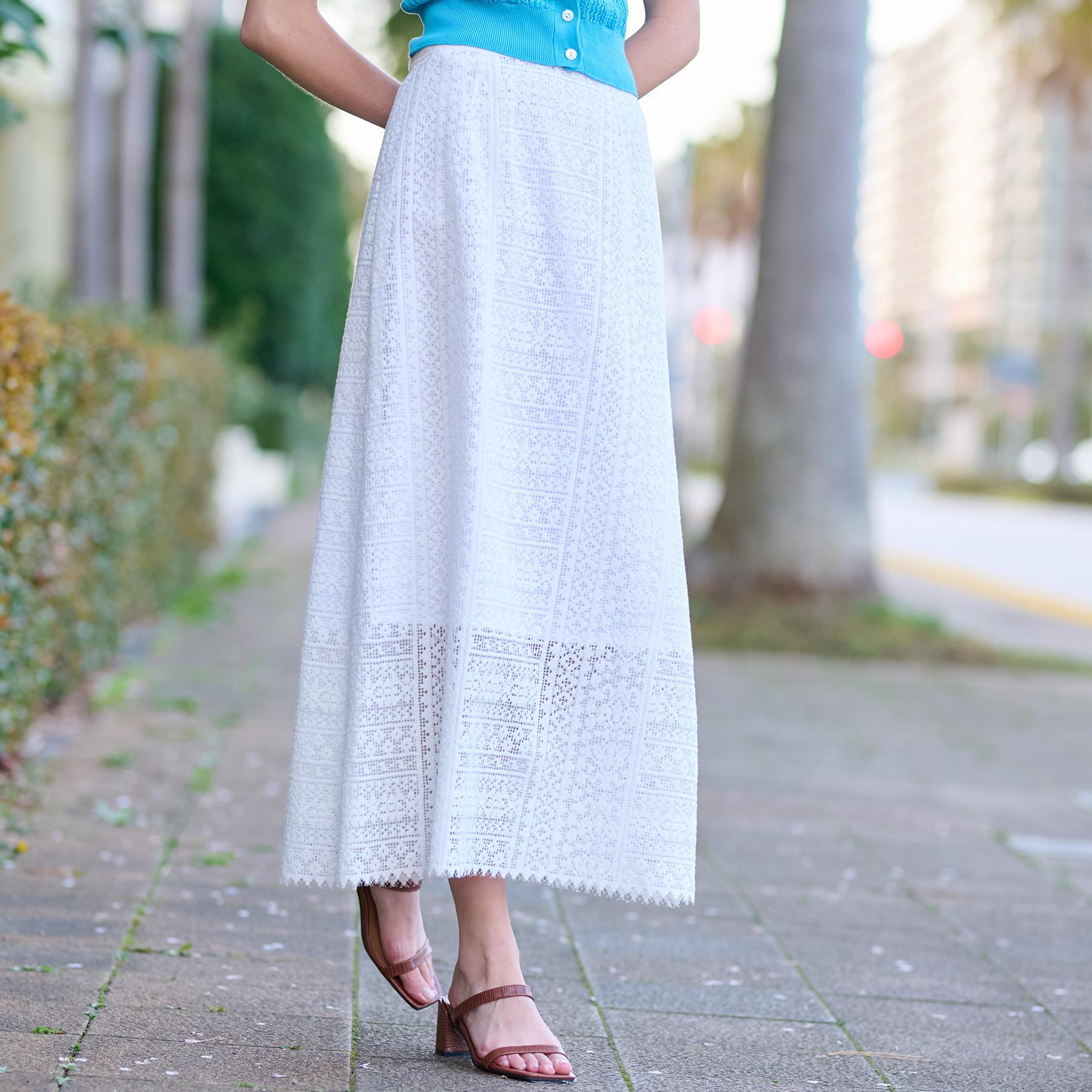 ドレステリア DRESSTERIOR オーガニックコットンブレンドレーススカート (オフホワイト(003)) オフホワイト(003)