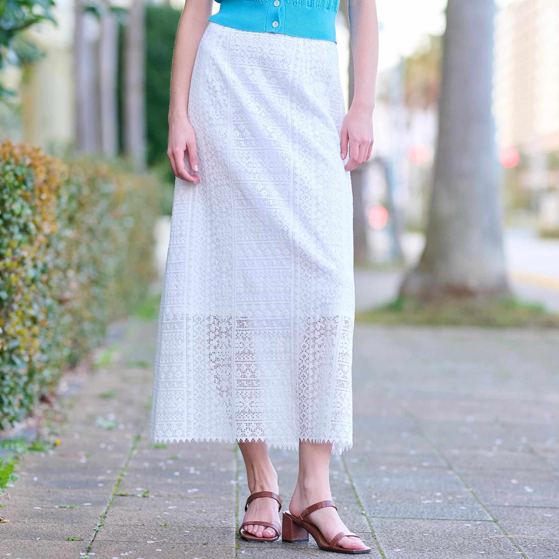 ドレステリア DRESSTERIOR オーガニックコットンブレンドレーススカート (オフホワイト(003)) オフホワイト(003)