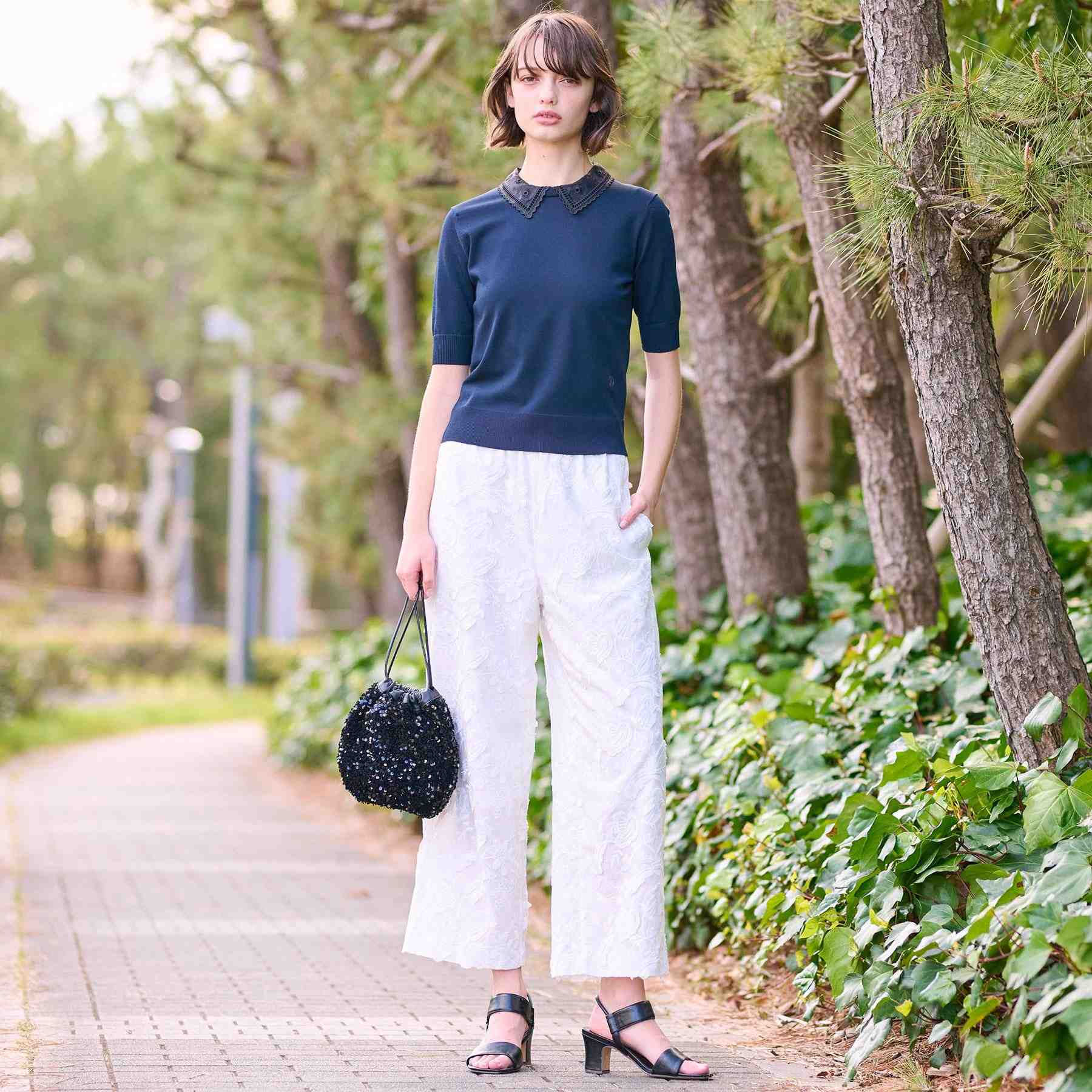 ドレステリア DRESSTERIOR エンブロイダリーカラーニット (ネイビー(094)) ネイビー(094)