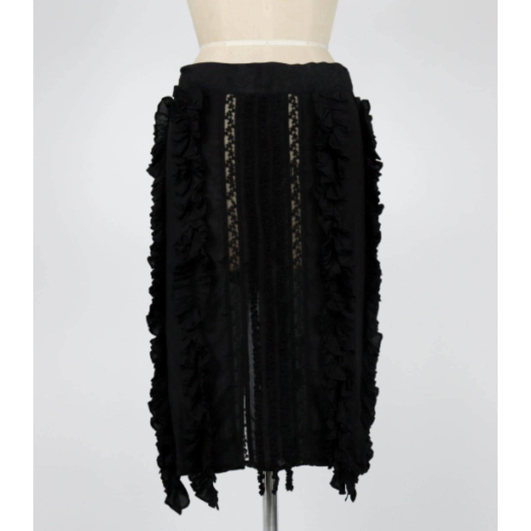 ドレステリア DRESSTERIOR crinkle crinkle crinkle(クリンクルクリンクルクリンクル)frill rayon shantung エプロンスカート (ブラック(019)) ブラック(019)