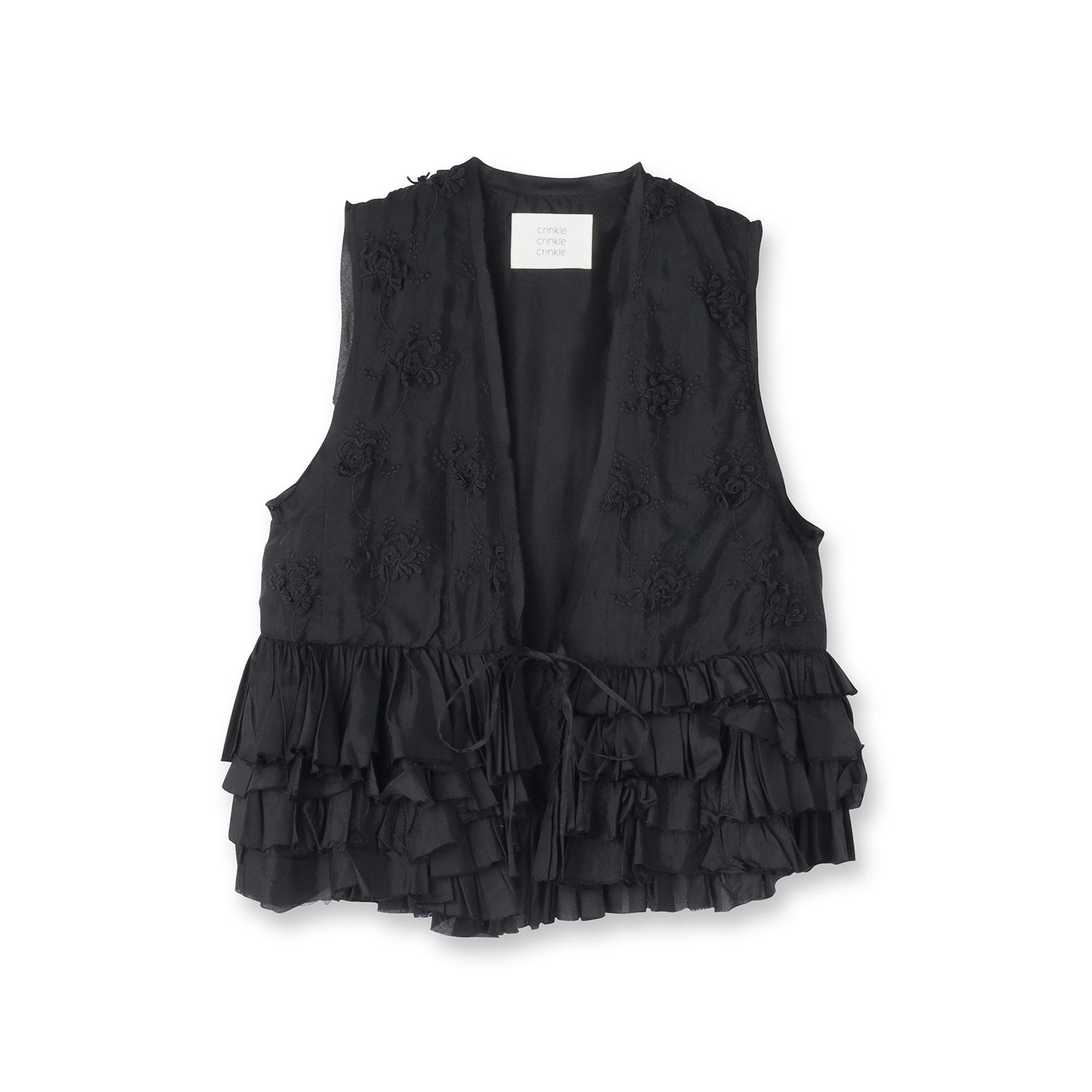 ドレステリア DRESSTERIOR crinkle crinkle crinkle(クリンクルクリンクルクリンクル)frill rayon shantung ベスト (ブラック(019)) ブラック(019)