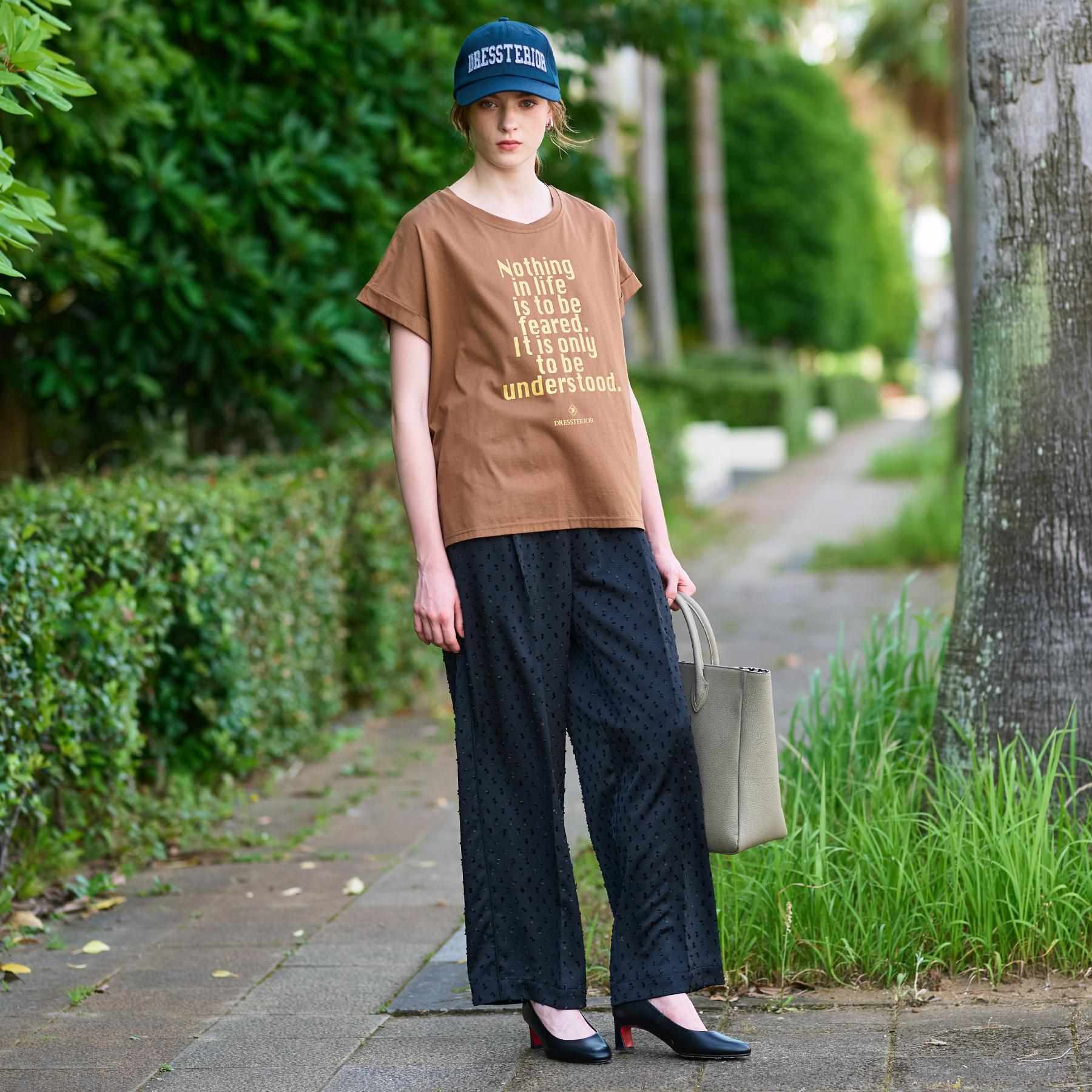 ドレステリア DRESSTERIOR 箔PTドルマンスリーブロゴTシャツ (チャコールグレー(014)) チャコールグレー(014)