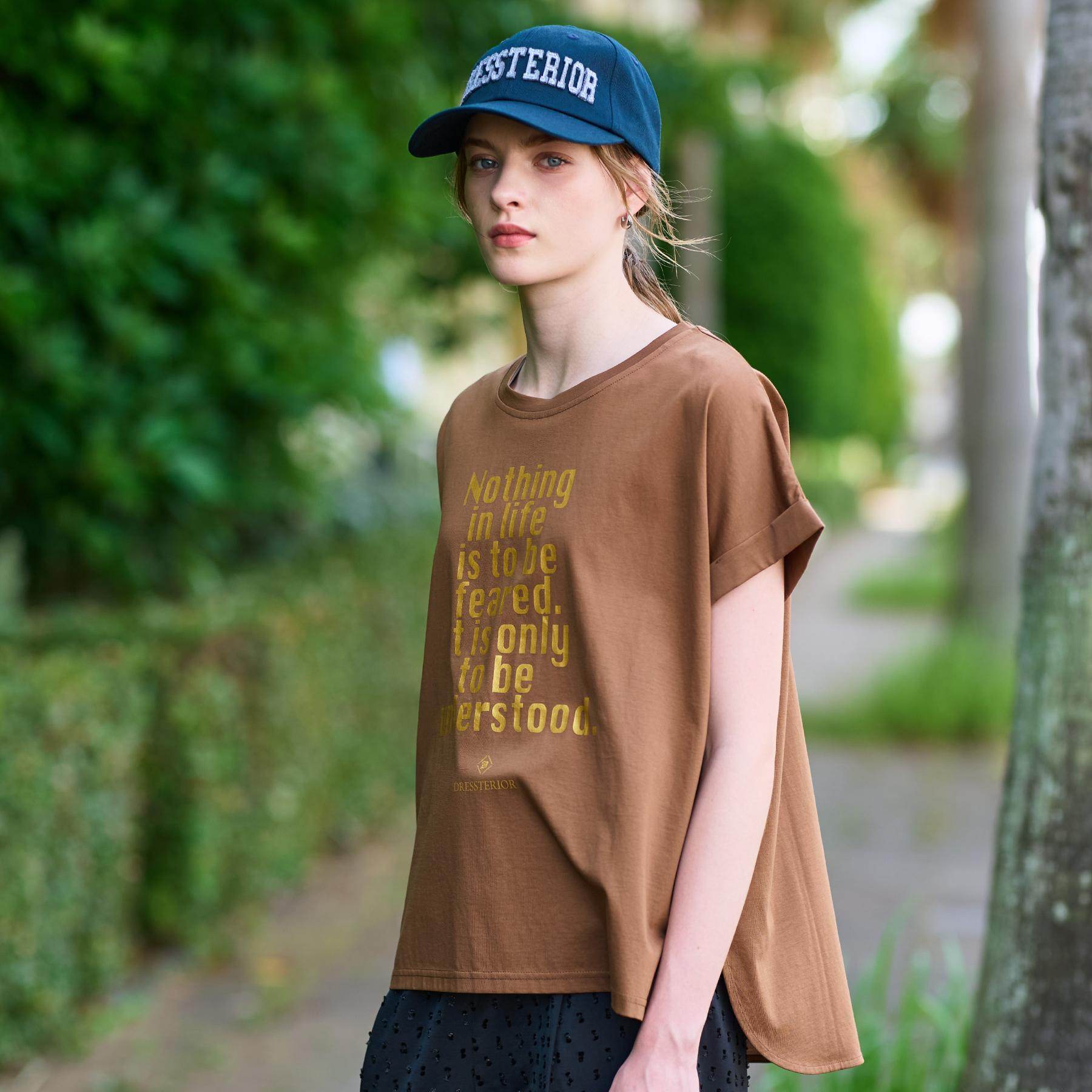 ドレステリア DRESSTERIOR 箔PTドルマンスリーブロゴTシャツ (チャコールグレー(014)) チャコールグレー(014)