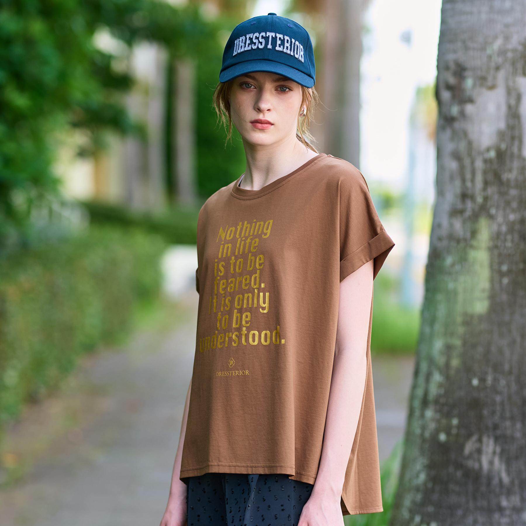 ドレステリア DRESSTERIOR 箔PTドルマンスリーブロゴTシャツ (チャコールグレー(014)) チャコールグレー(014)