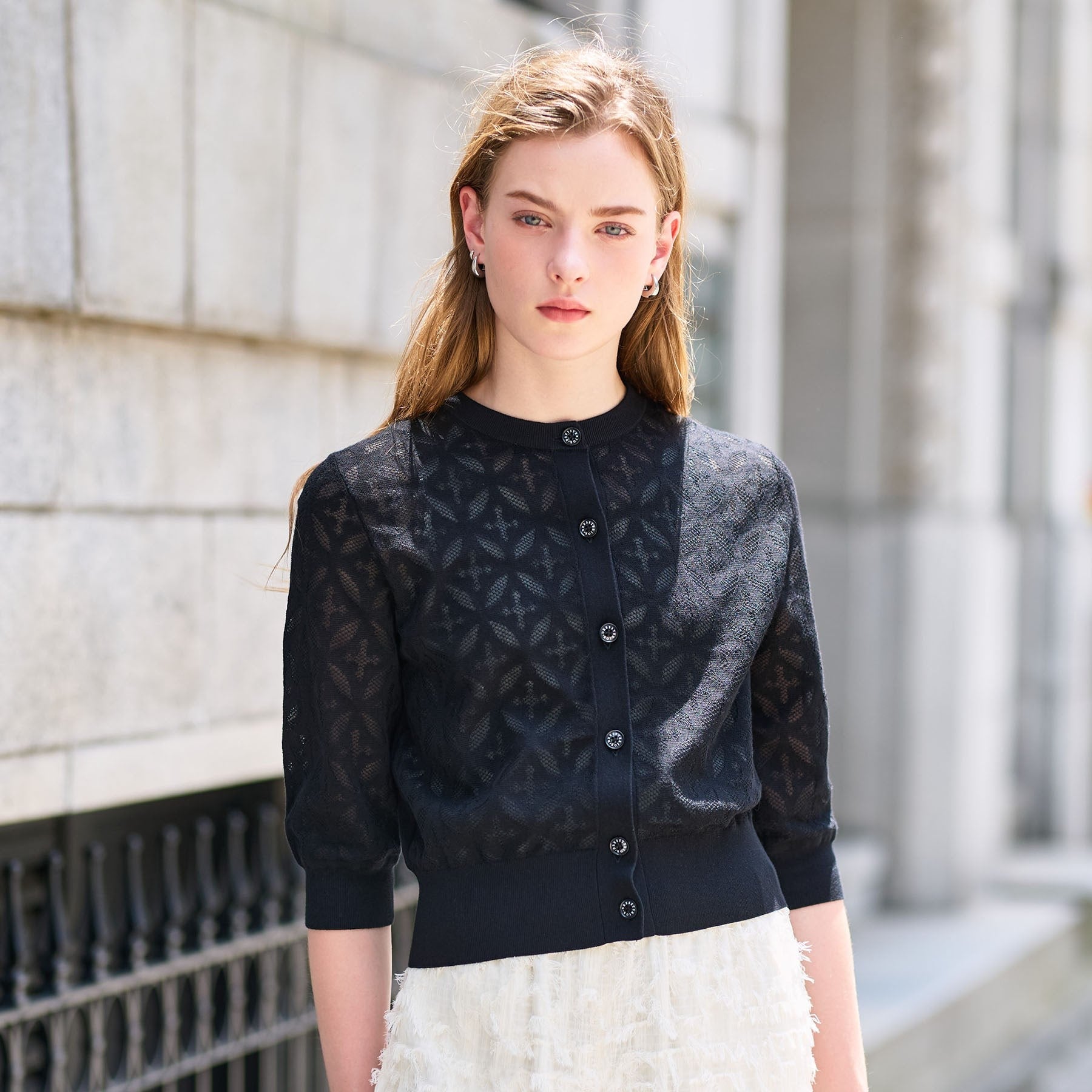 ドレステリア DRESSTERIOR オーバーラップレースハーフスリーブ (ブラック(019)) ブラック(019)