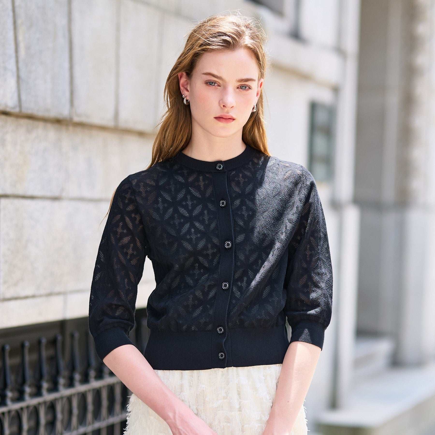 ドレステリア DRESSTERIOR オーバーラップレースハーフスリーブ (ブラック(019)) ブラック(019)