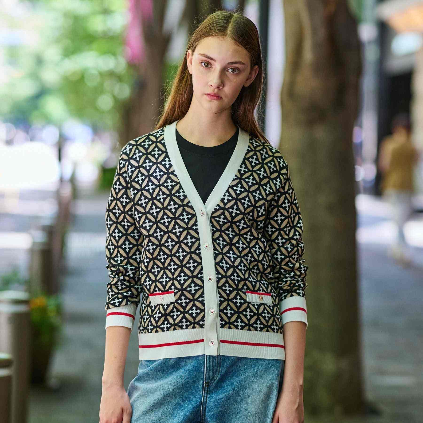 ドレステリア DRESSTERIOR オーバーラップサークルVネックカーディガン (ベージュ(152)) ベージュ(152)