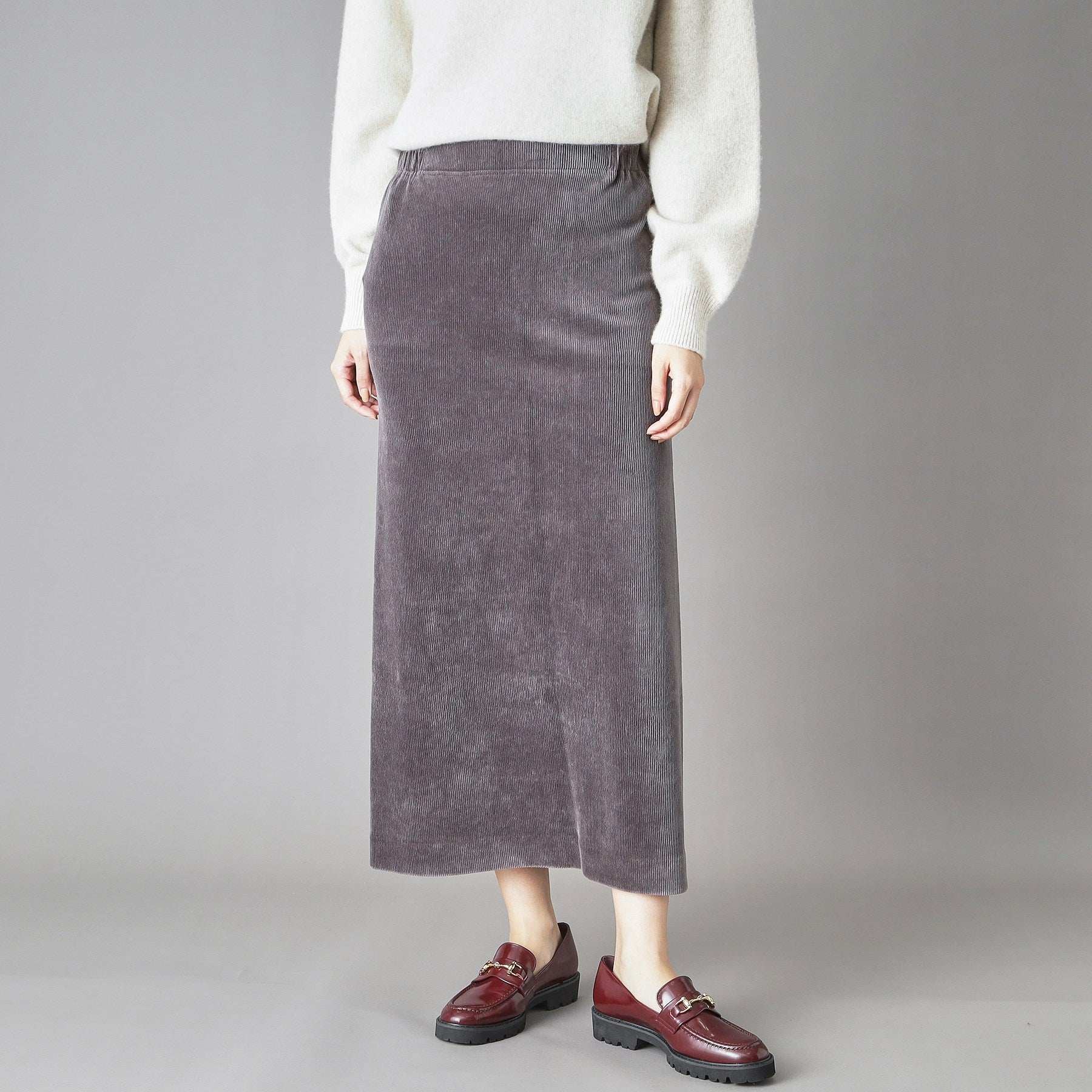 ドレステリア DRESSTERIOR コーデュロイジャージタイトスカート (チャコールグレー(014)) チャコールグレー(014)
