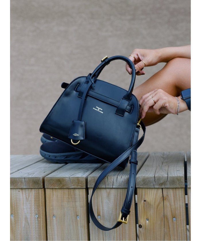 BELTED BOSTON BAG SMALL (グレー) 黒