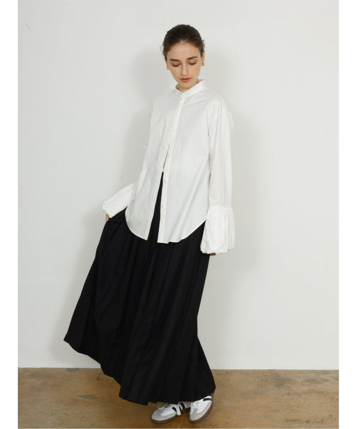 ドロー DRAW pleats long skirt (グレー) 黒