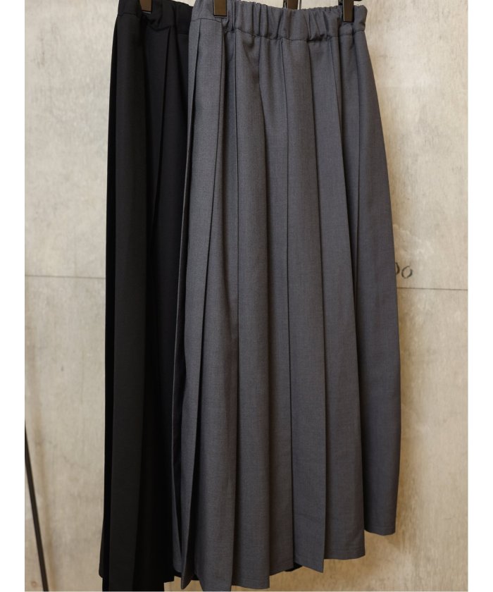 ドロー DRAW pleats long skirt (グレー) 黒