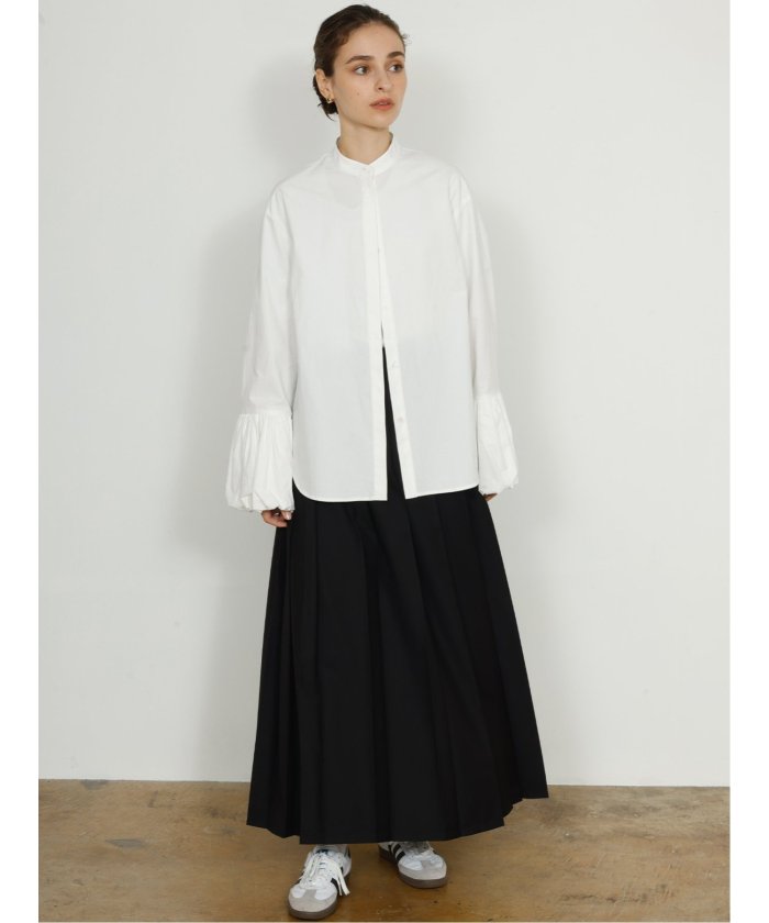 ドロー DRAW pleats long skirt (グレー) 黒