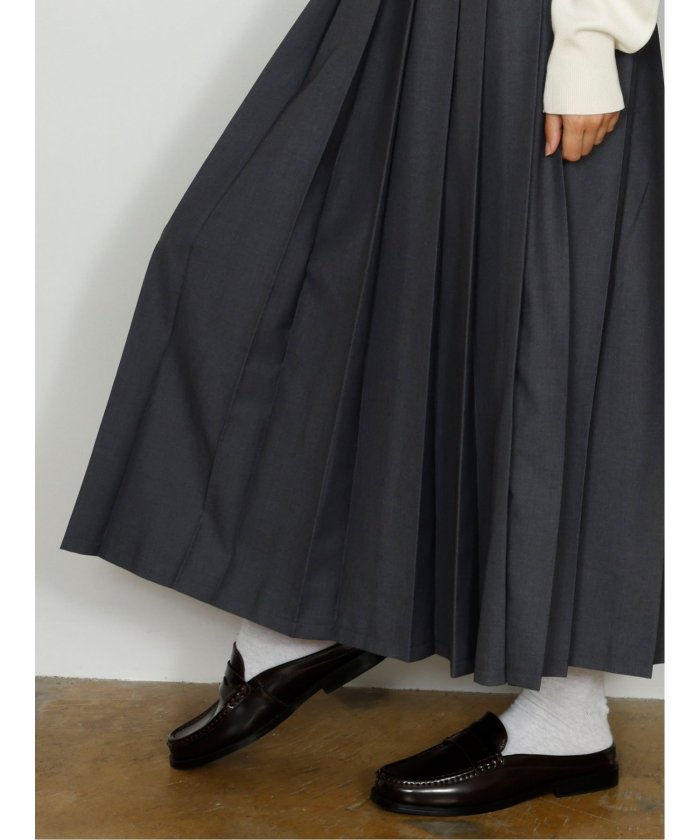 ドロー DRAW pleats long skirt (グレー) 黒
