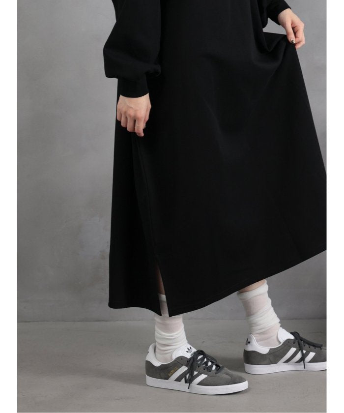 Scuba Knit Relax Long Dress / ダンボールニット リラックスロングワンピース (グレー) 紺