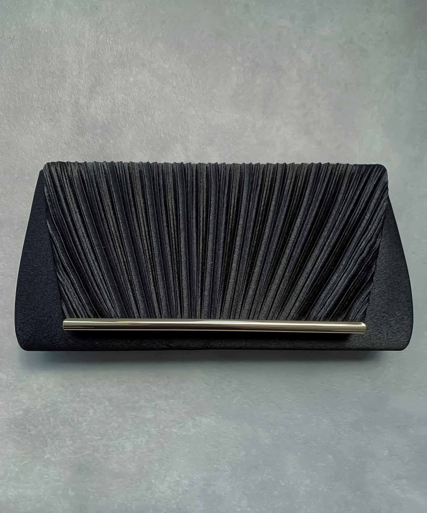 ドレスプラス DRESS+ プリーツサテンパーティークラッチバッグ,ブラック