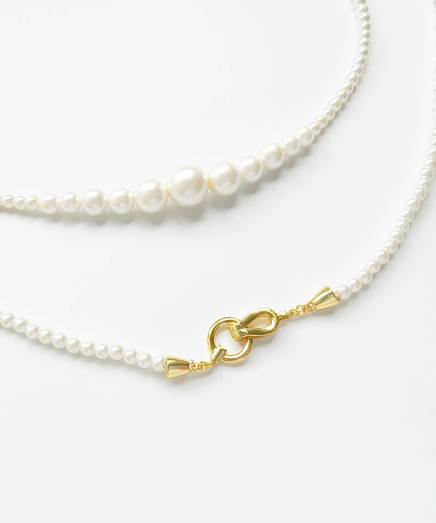 ドレスプラス DRESS+ 2連で楽しめる大小のパールネックレス (ホワイト) ホワイト