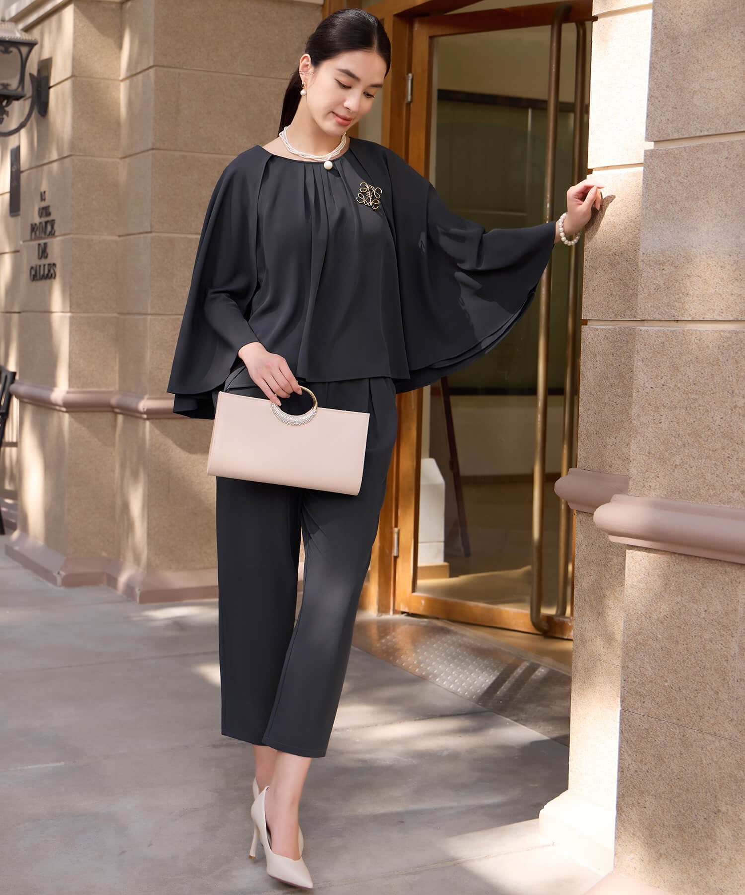 ドレスプラス DRESS+ 一粒パールが映える4連ネックレス (ホワイト) ホワイト