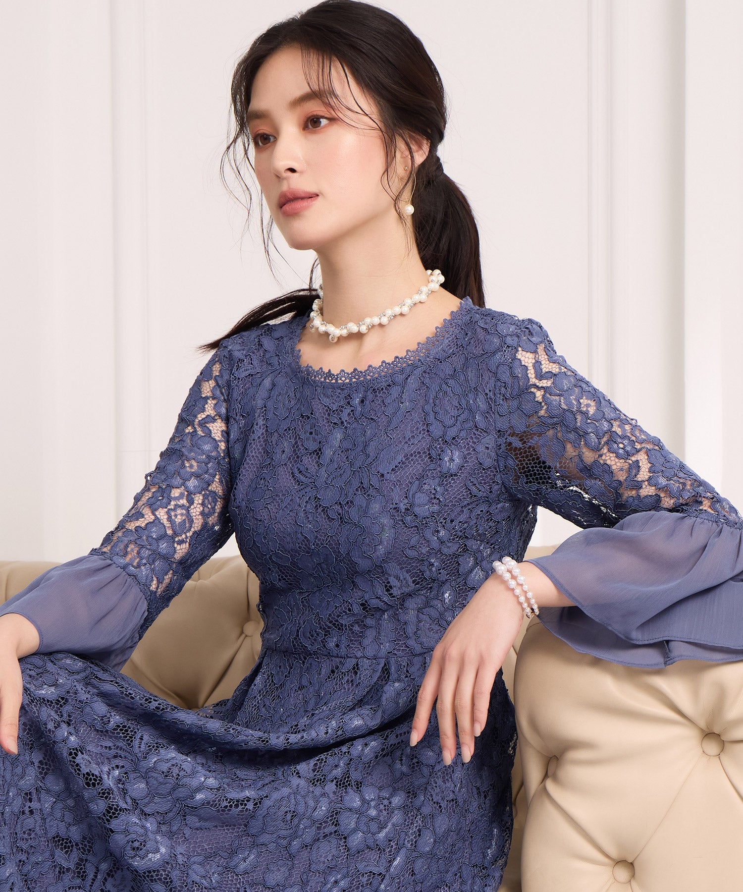 ドレスプラス DRESS+ 一連二連で印象自在なパールネックレス (ホワイト) ホワイト