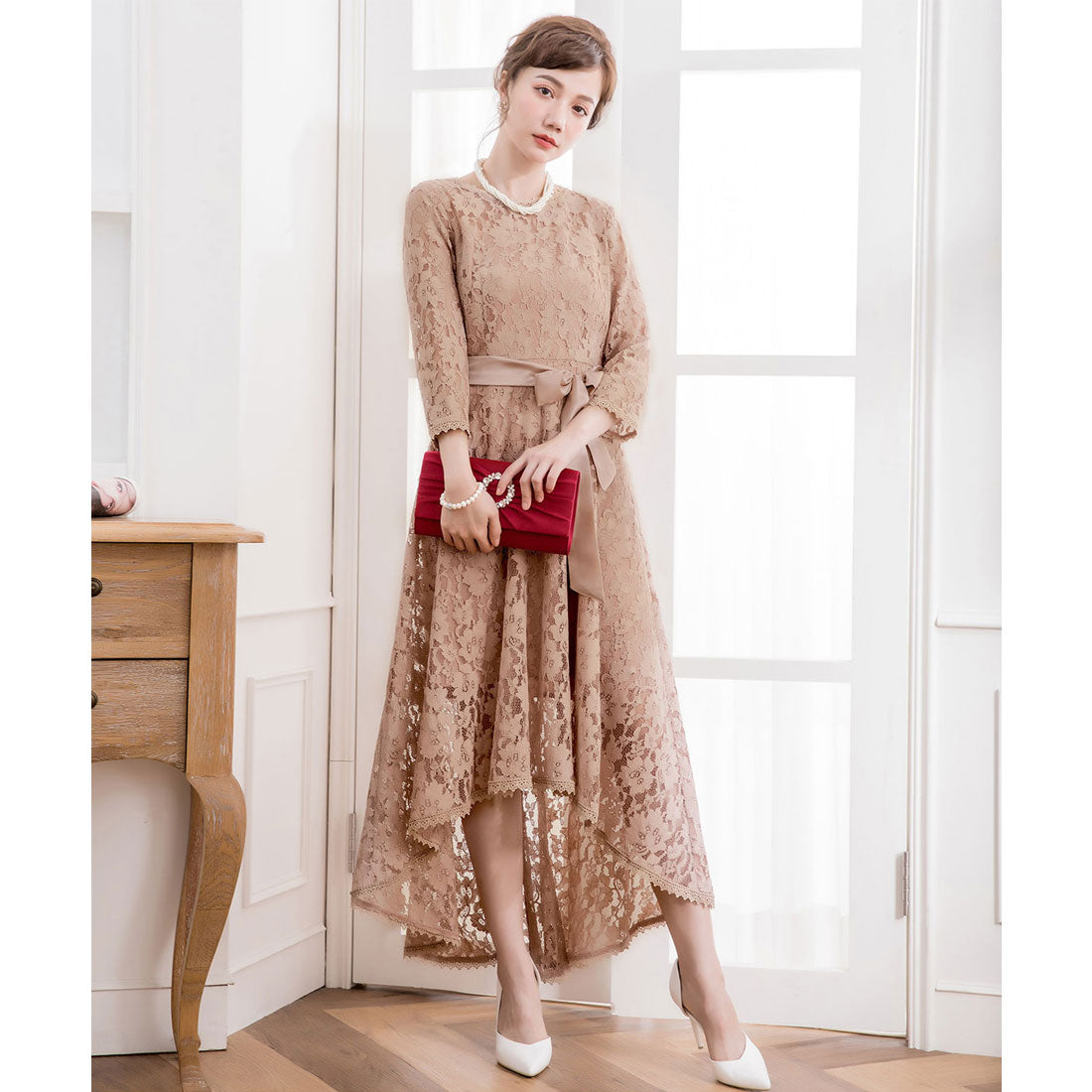 ドレスプラス DRESS+ 総レースワンピースドレス・結婚式ワンピース・お呼ばれパーティードレス