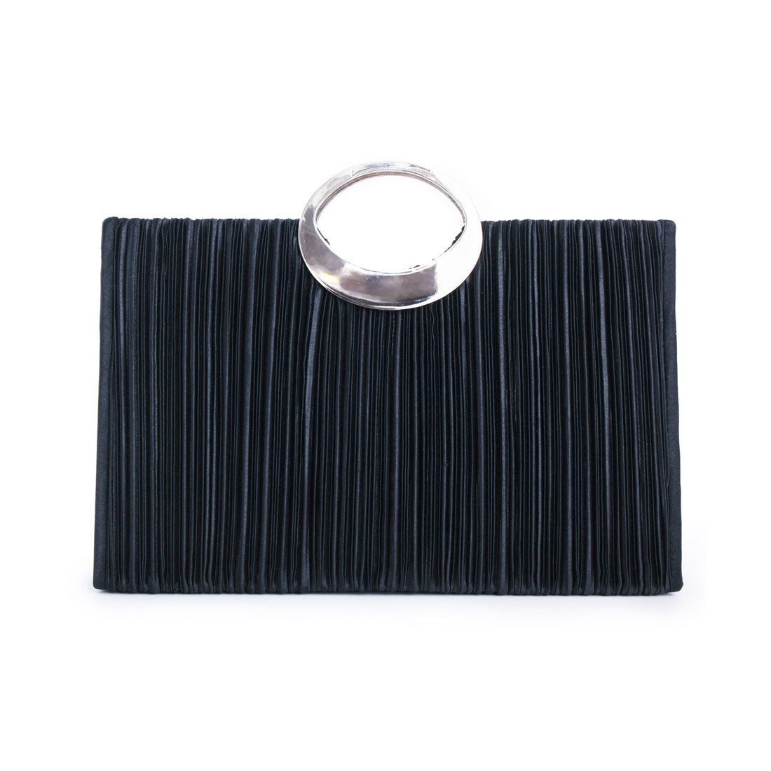 ドレスプラス DRESS+ 【結婚式・お呼ばれに使えるパーティーバッグ】ビジューラディアルサテンプリーツパーティークラッチバッグ