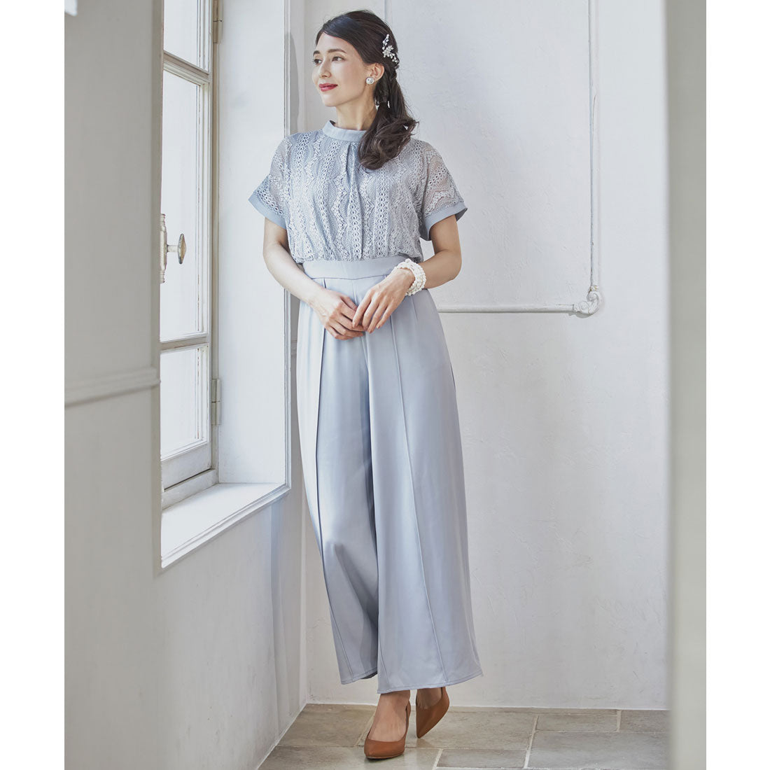 ドレスプラス DRESS+ ジャンプスーツ パンツドレス ポケット付き 結婚式