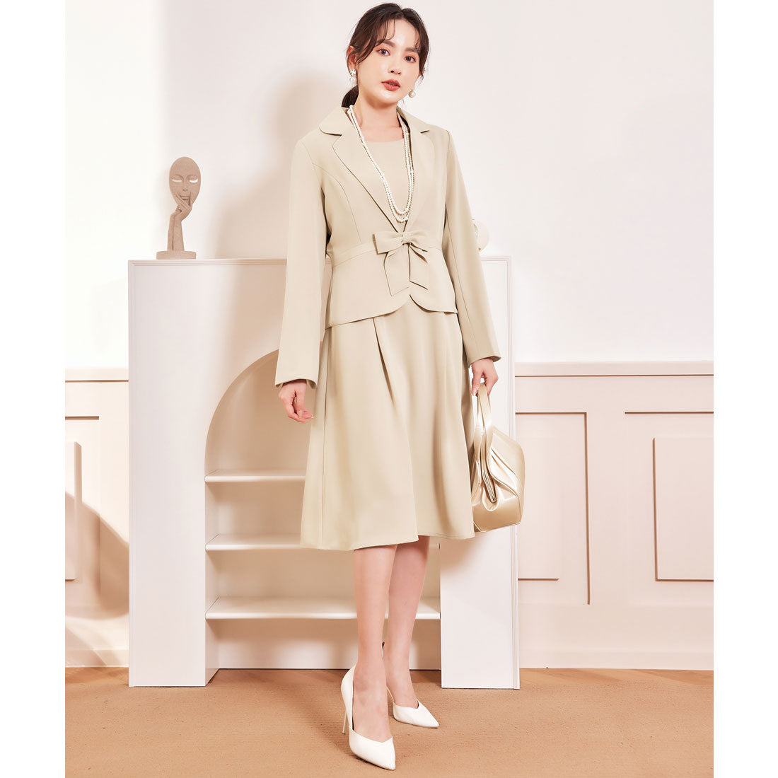 ドレスプラス DRESS+ フォーマルワンピース ジャケット セット 膝丈 テーラードジャケット 入学式 卒業式 パーティードレス