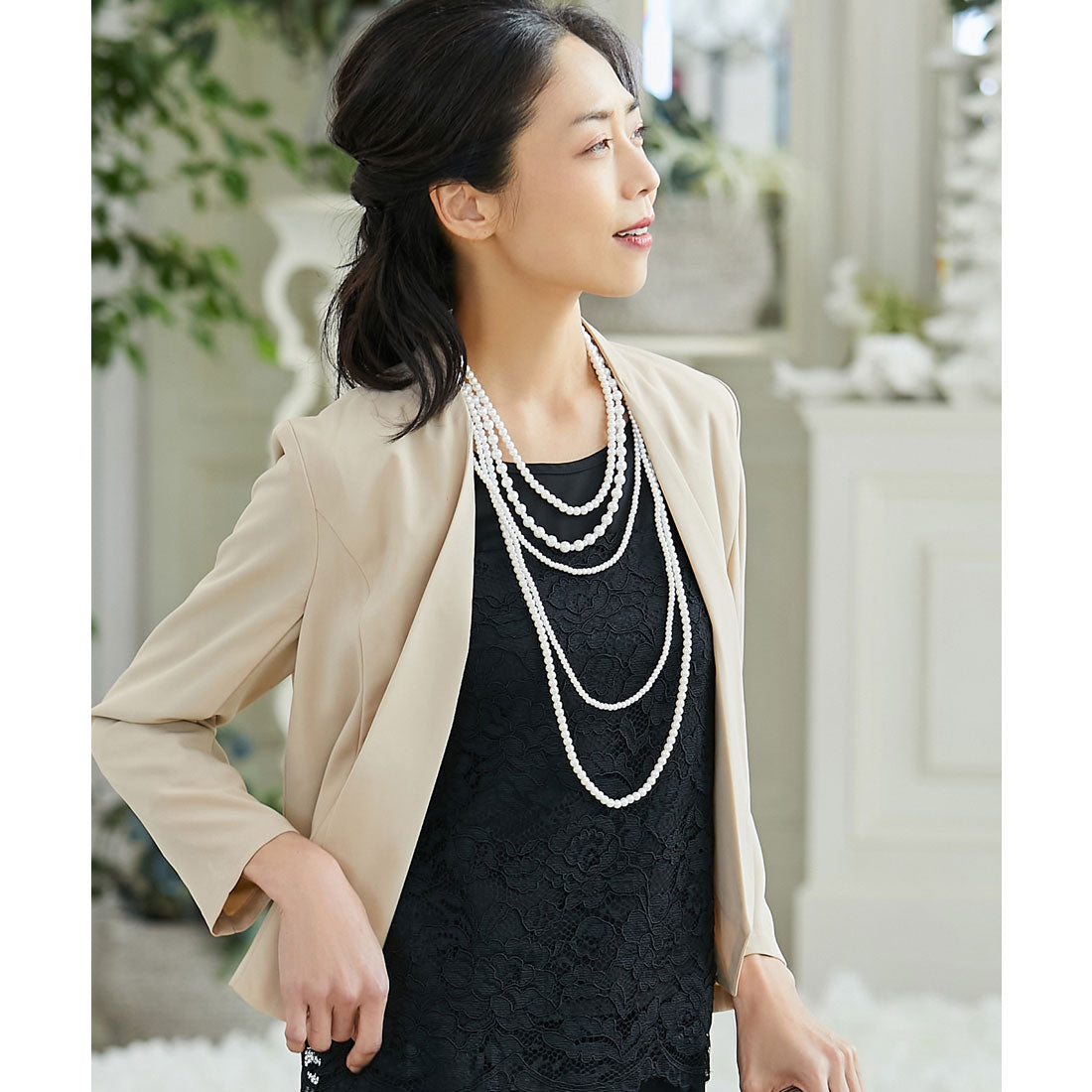 ドレスプラス DRESS+ ランダムフェイクパール5連ネックレス