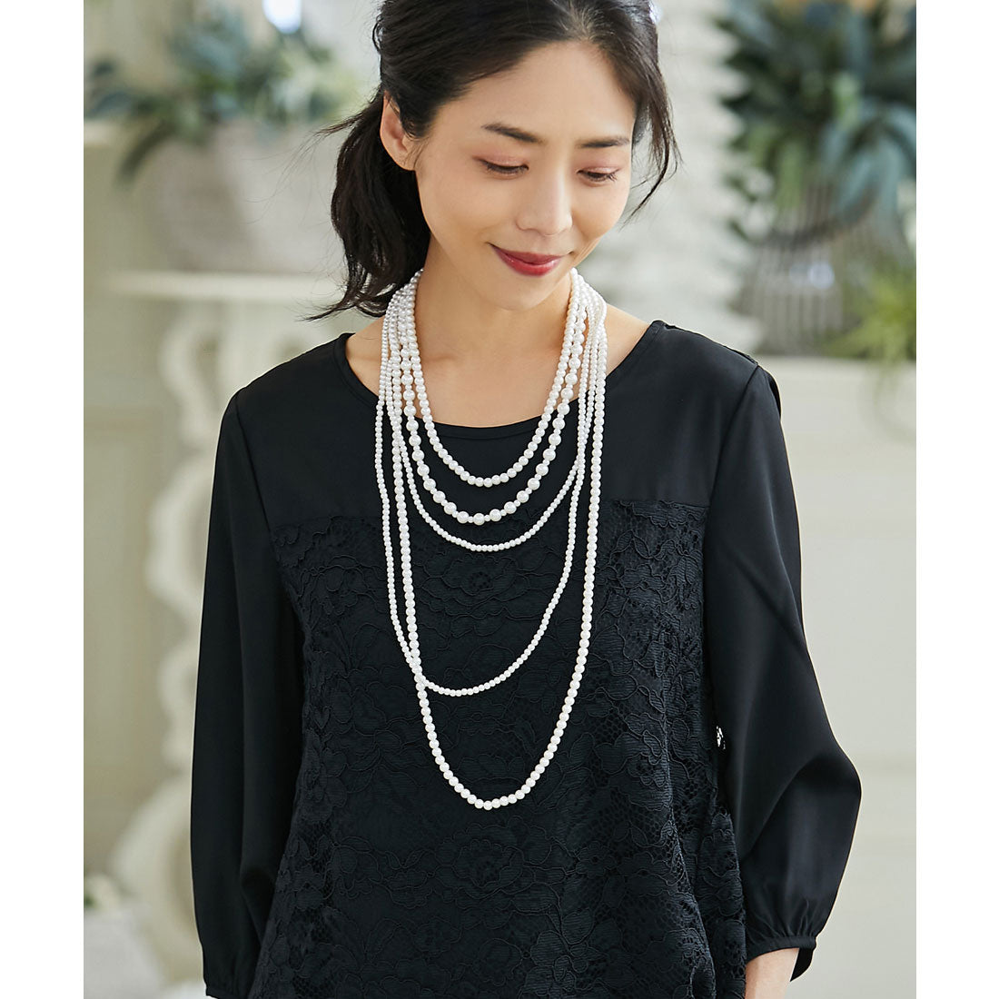 ドレスプラス DRESS+ ランダムフェイクパール5連ネックレス