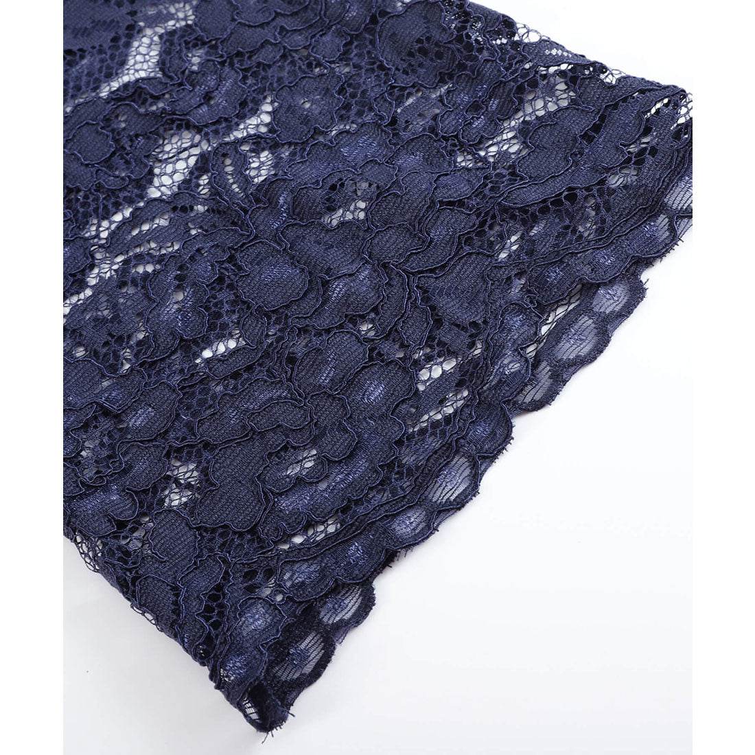 ドレスプラス DRESS+ パーティードレス ワンピース レース 披露宴 結婚式 フォーマル (ネイビー) ネイビー