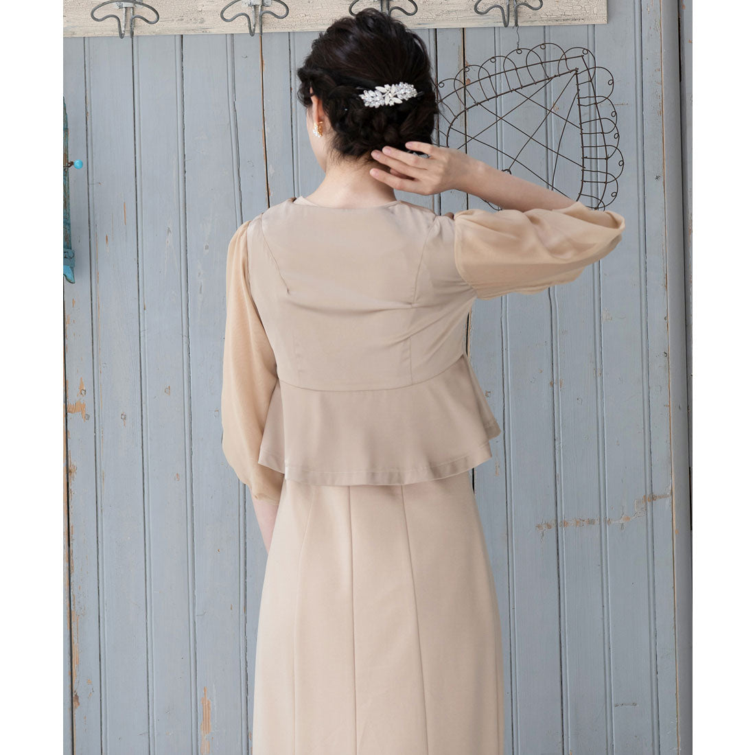 ドレスプラス DRESS+ レディース ジャケット Vネック ノーカラー ショート シアー素材