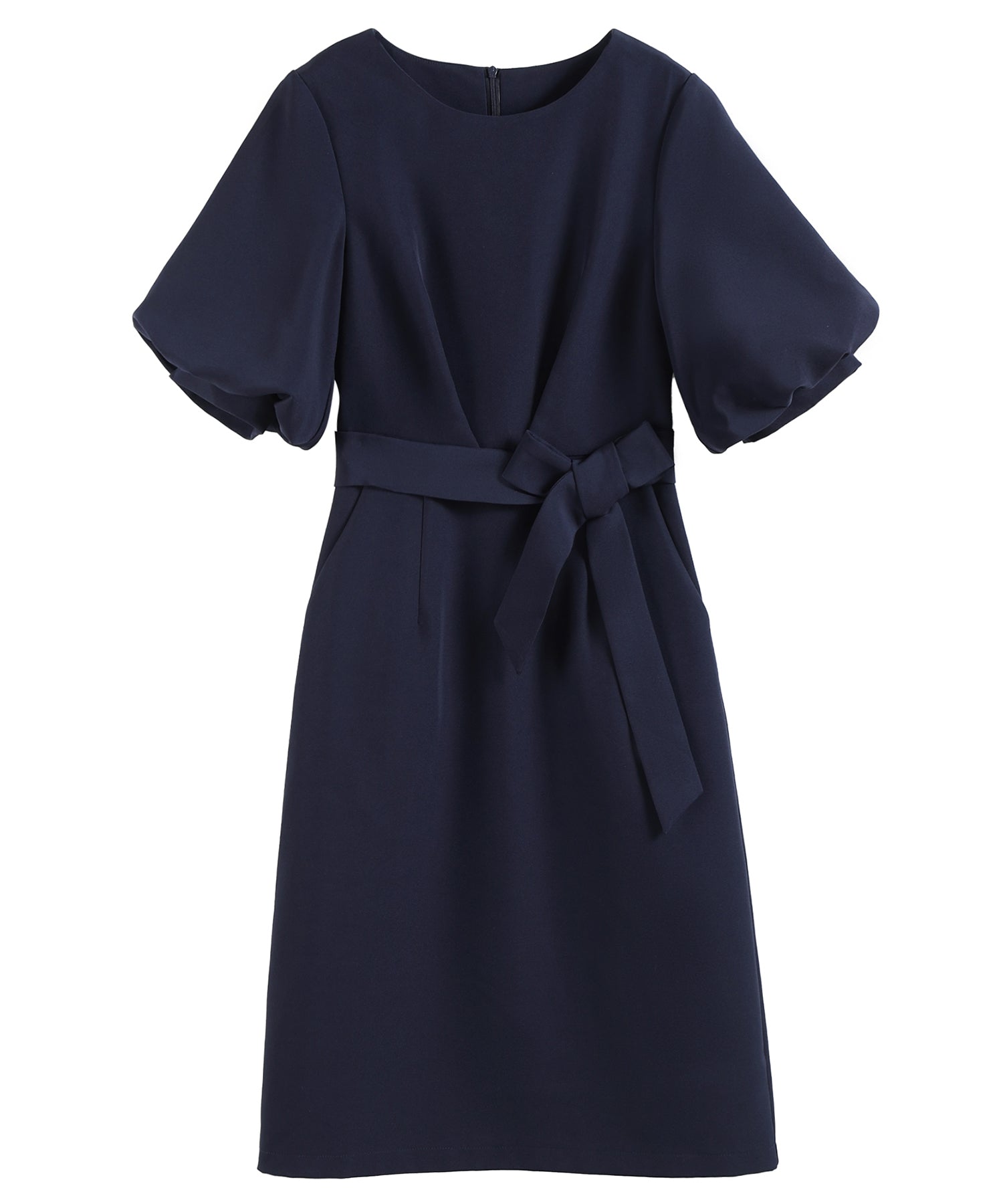 DRESS+ Fluffy balloon sleeve and waist ribbon dress