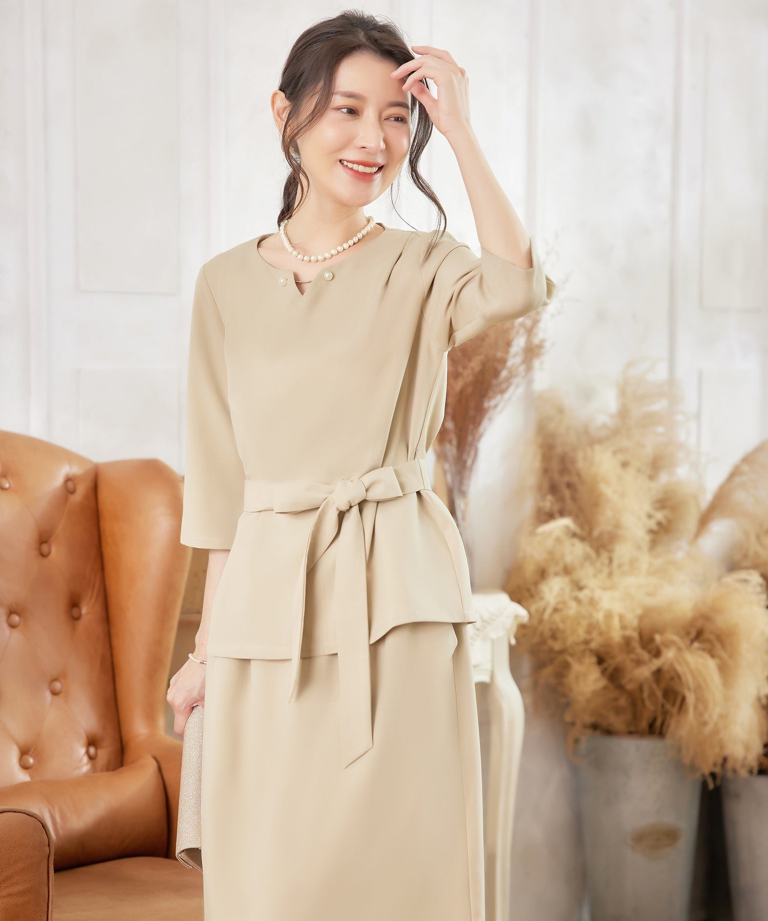 ドレスプラス DRESS+ パーティードレス セットアップ 2way 袖付き 結婚式